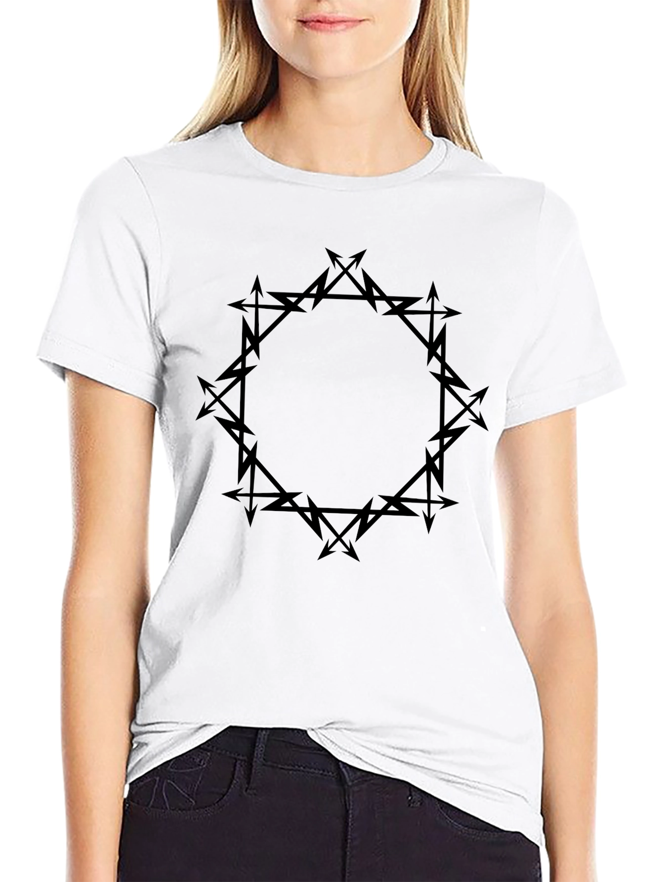 Black Graphic Tee - Arrow Circle Design