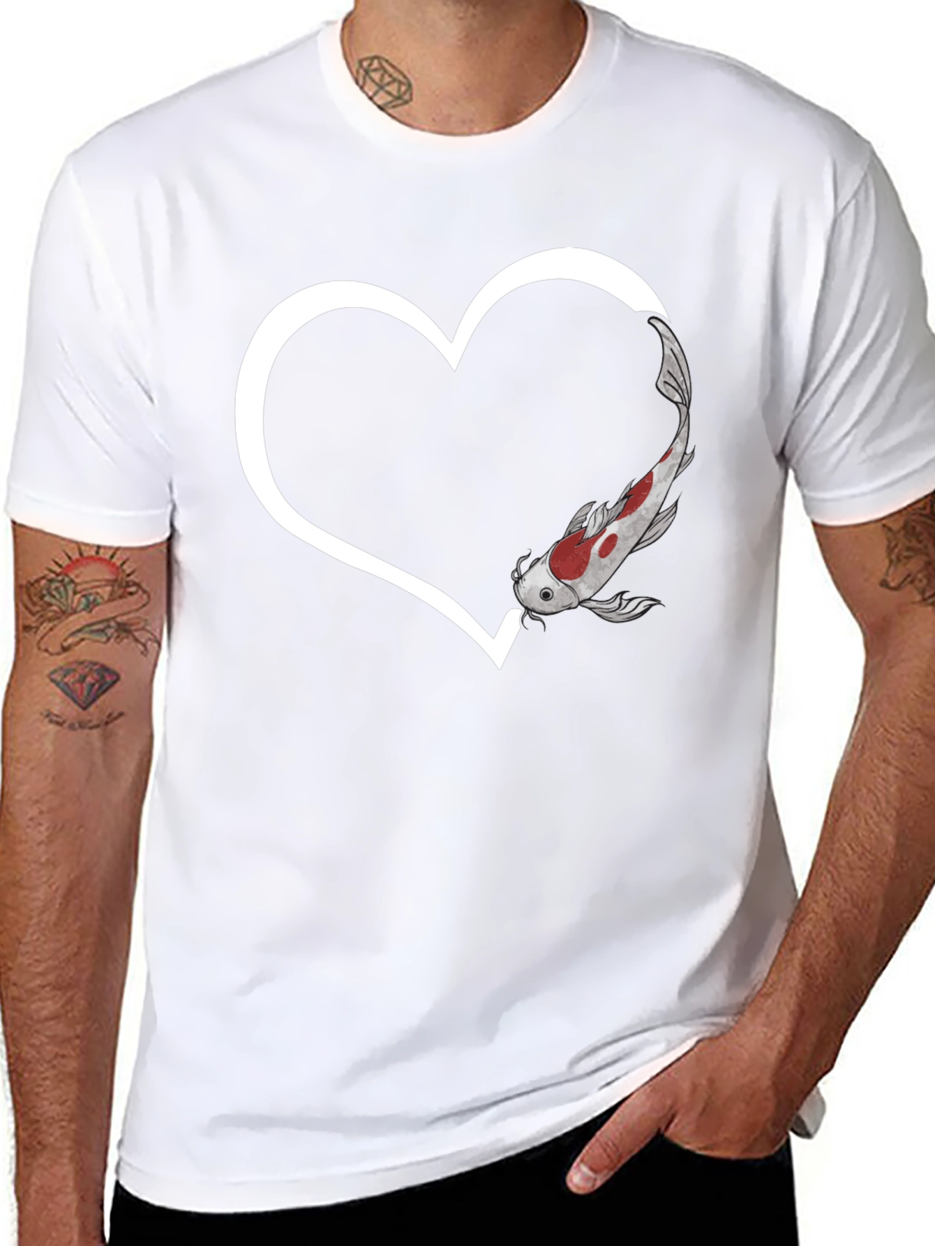 Koi Fish Heart Graphic Tee