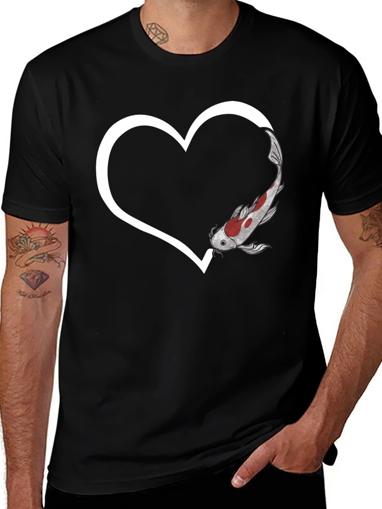 Koi Fish Heart Graphic Tee