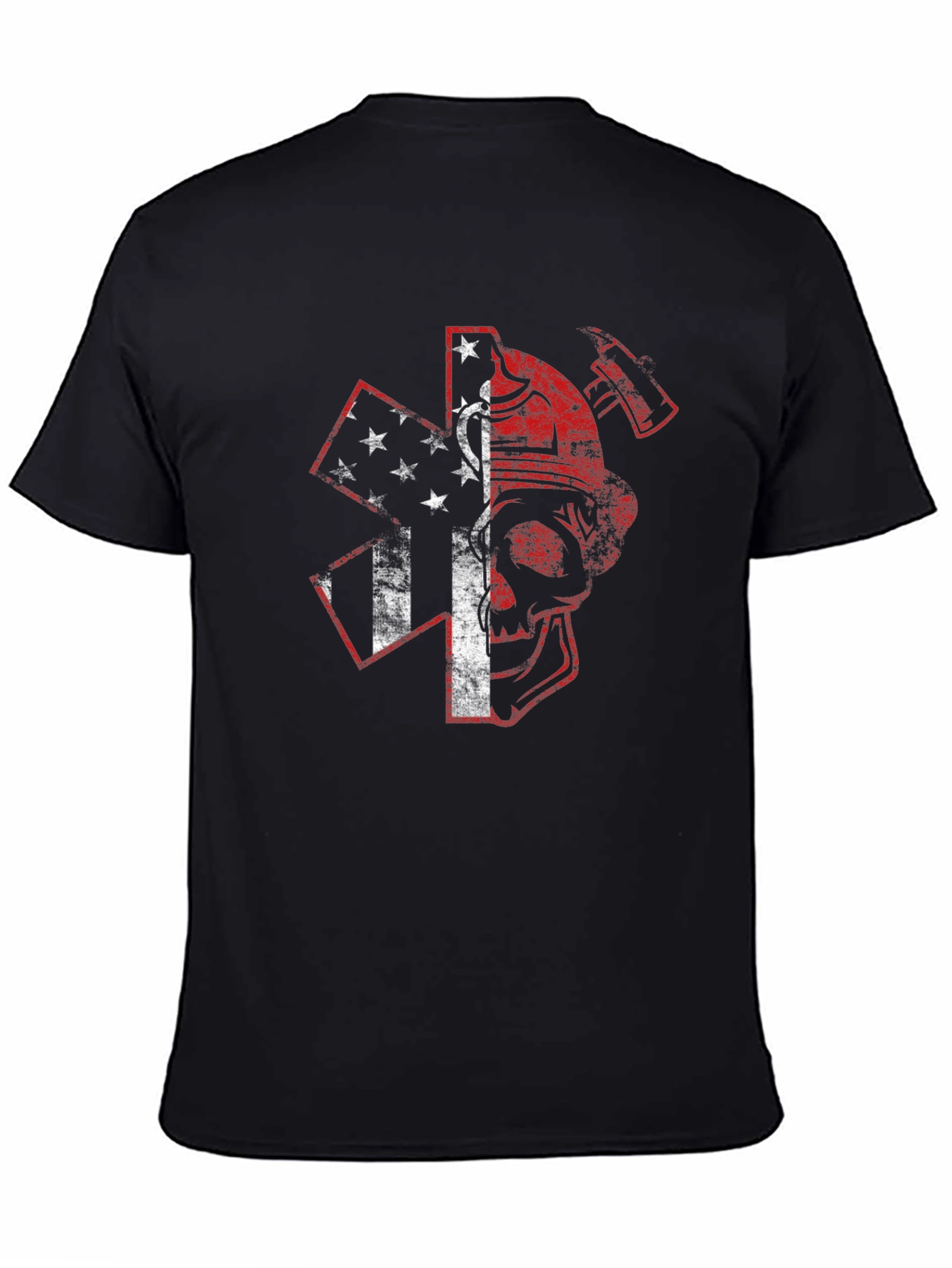 American Firefighter Skull Graphic T-Shirt