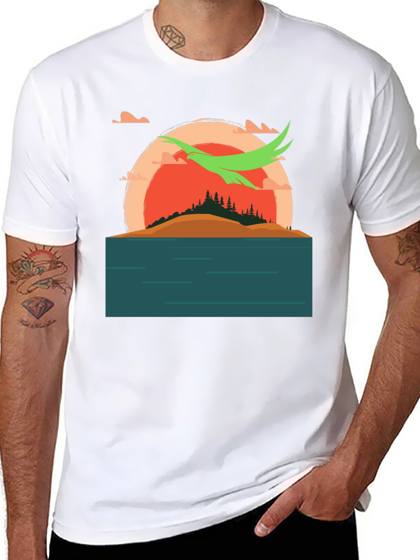 Sunset Island Graphic Tee - Nature Adventure Shirt