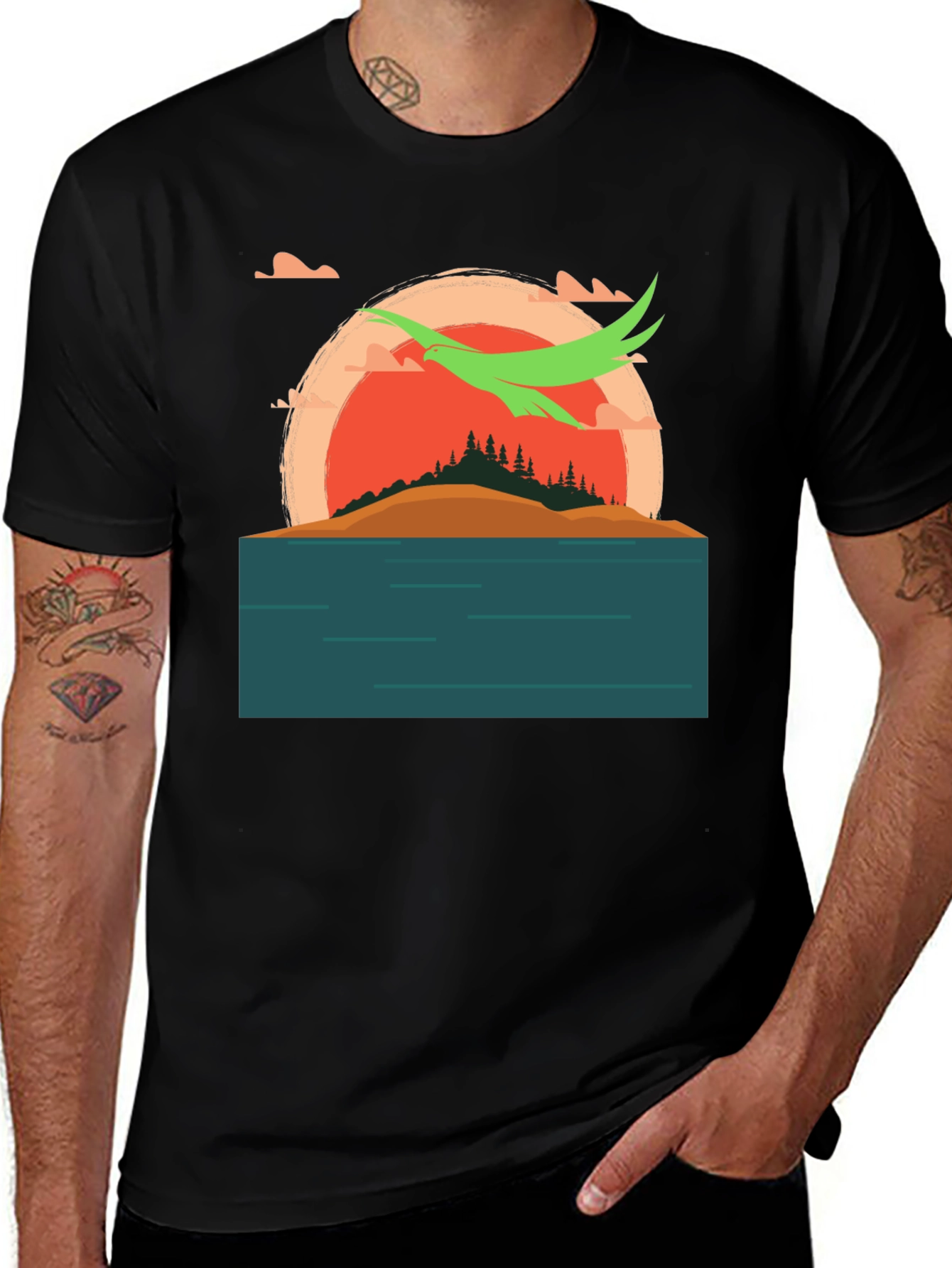 Sunset Island Graphic Tee - Nature Adventure Shirt