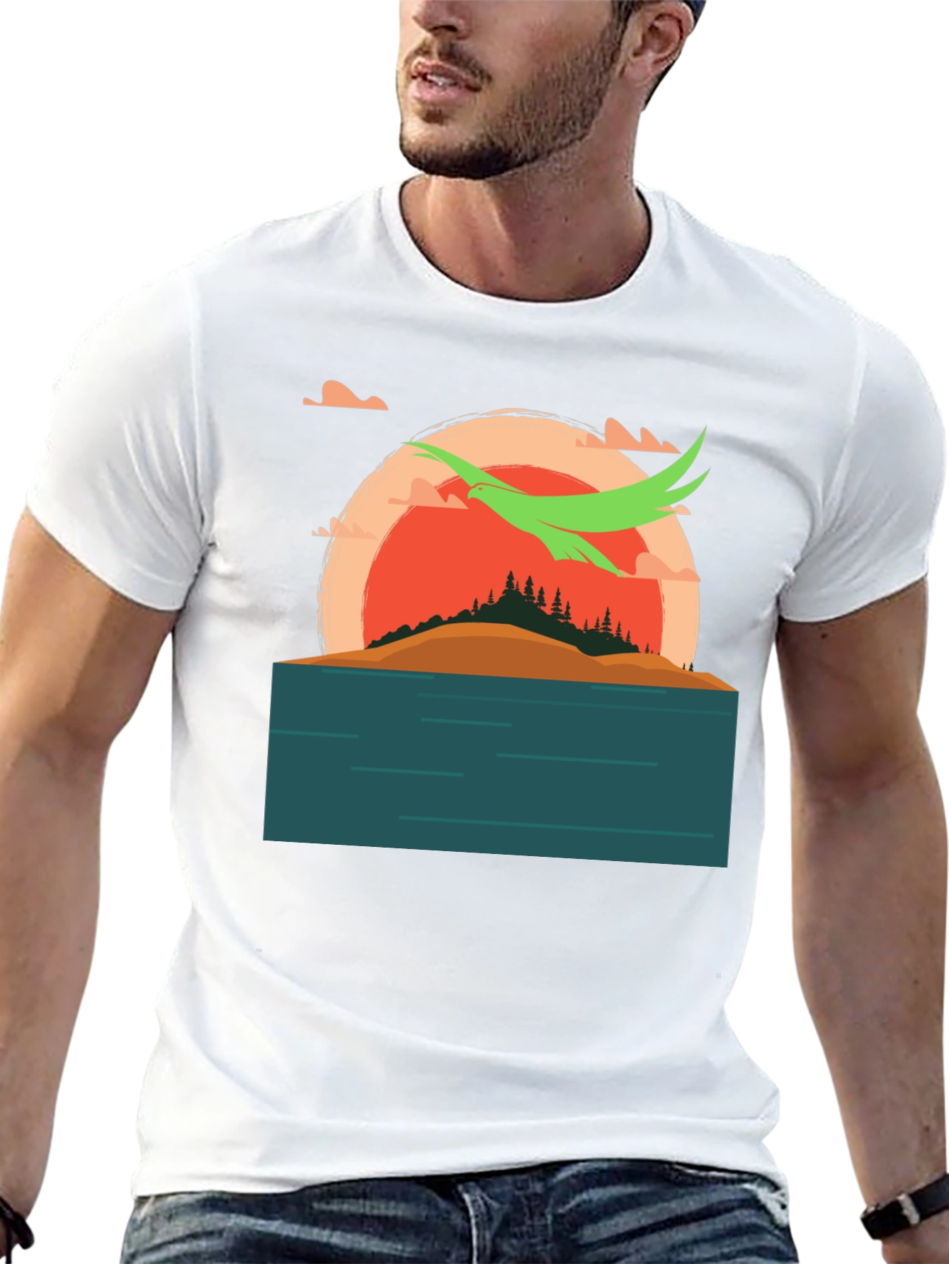 Sunset Island Graphic Tee - Nature Adventure Shirt