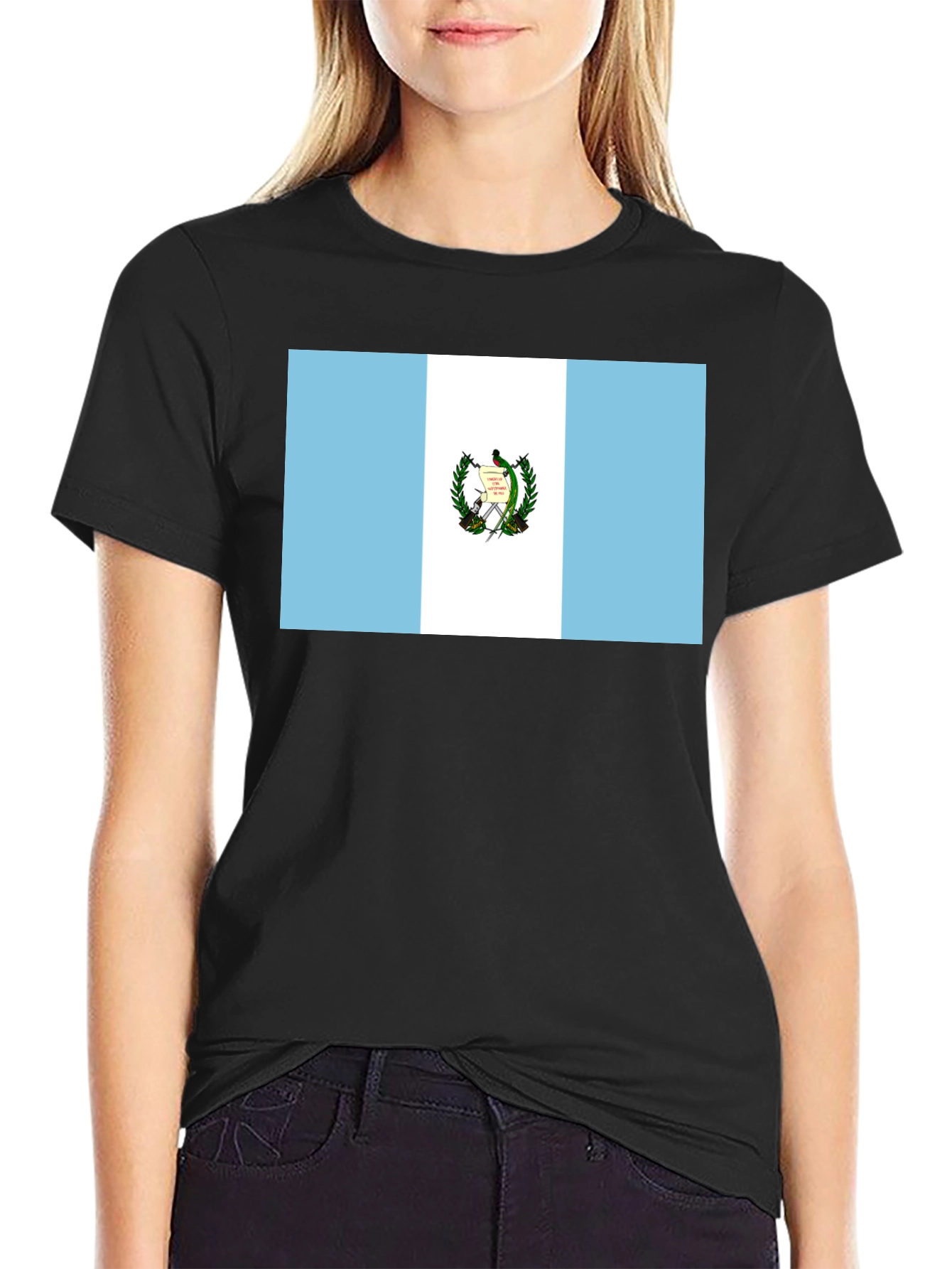 Guatemalan Flag Graphic T-Shirt - Black
