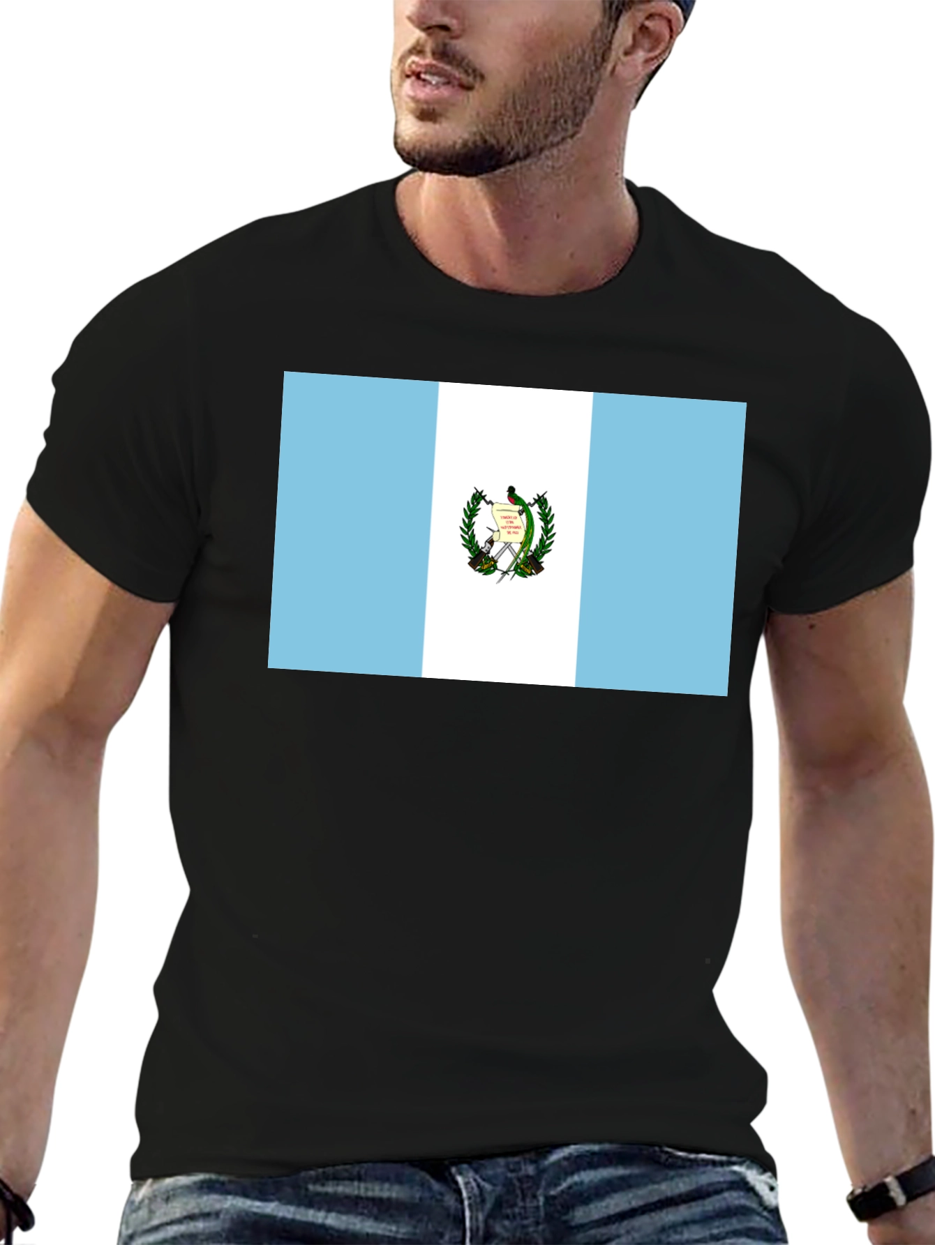 Guatemalan Flag Graphic T-Shirt - Black