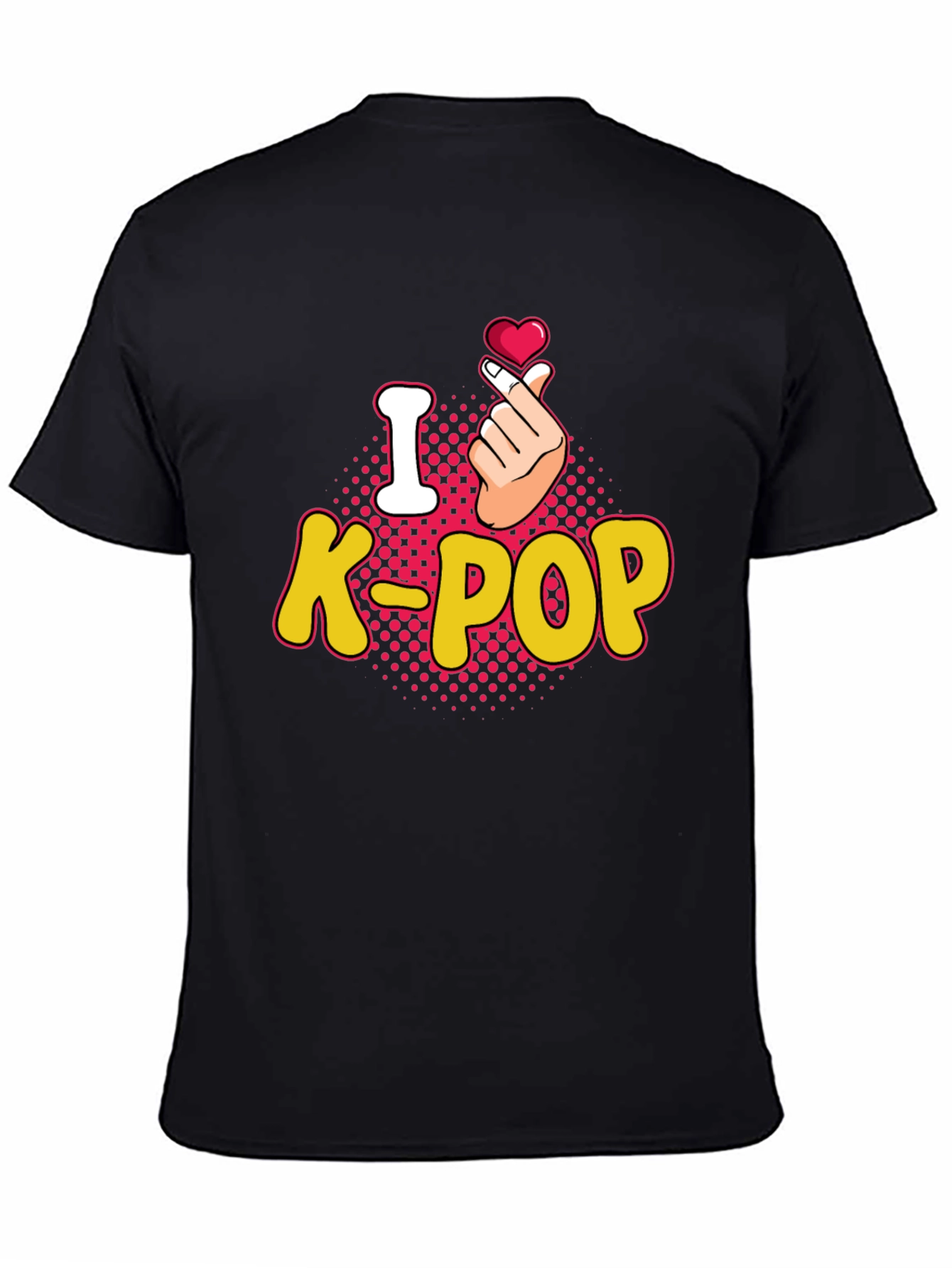 I Love K-Pop Heart Gesture Black T-Shirt