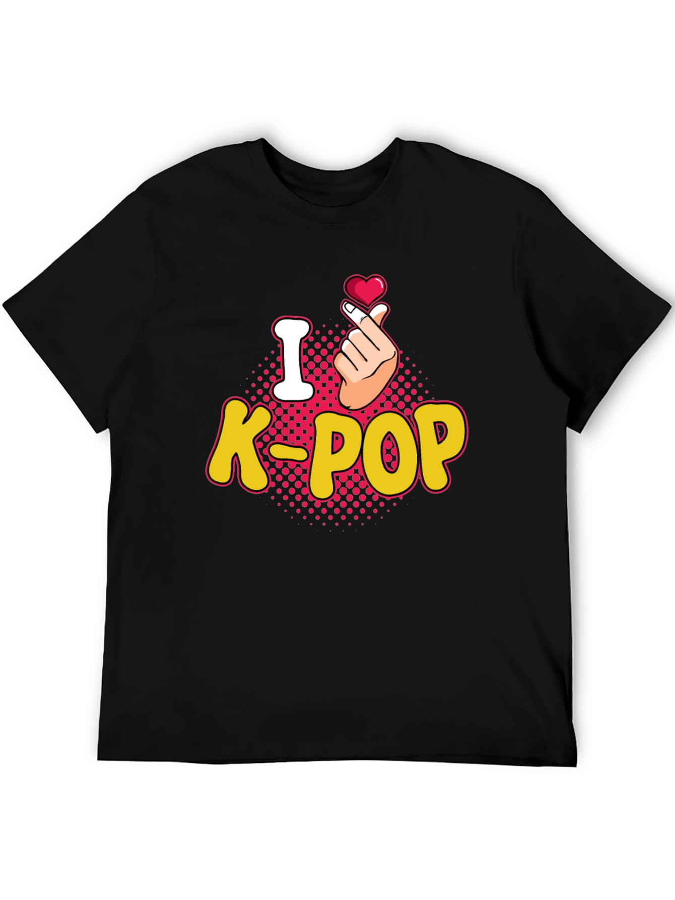 I Love K-Pop Heart Gesture Black T-Shirt