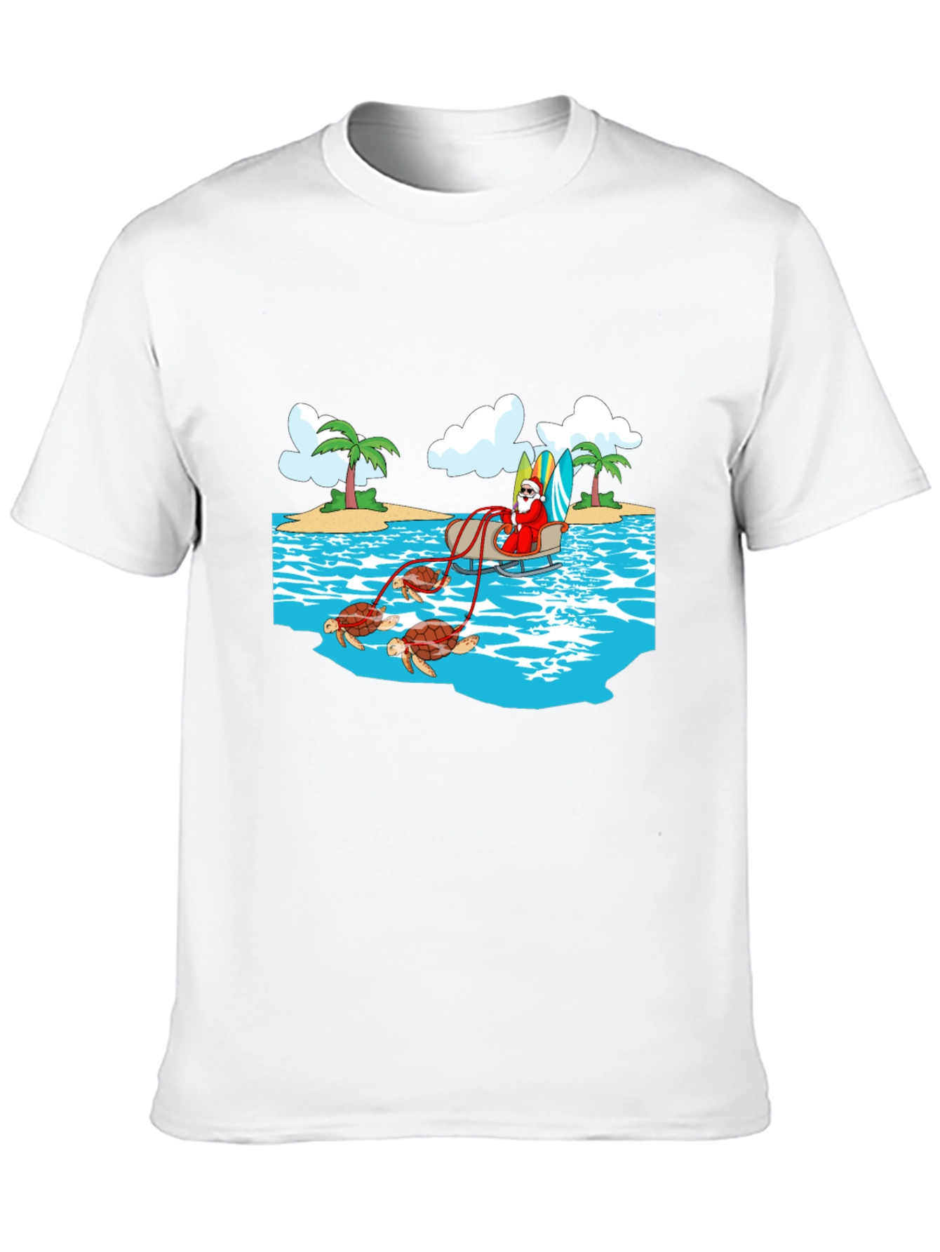 Santa Riding Turtles Mens Graphic Tee