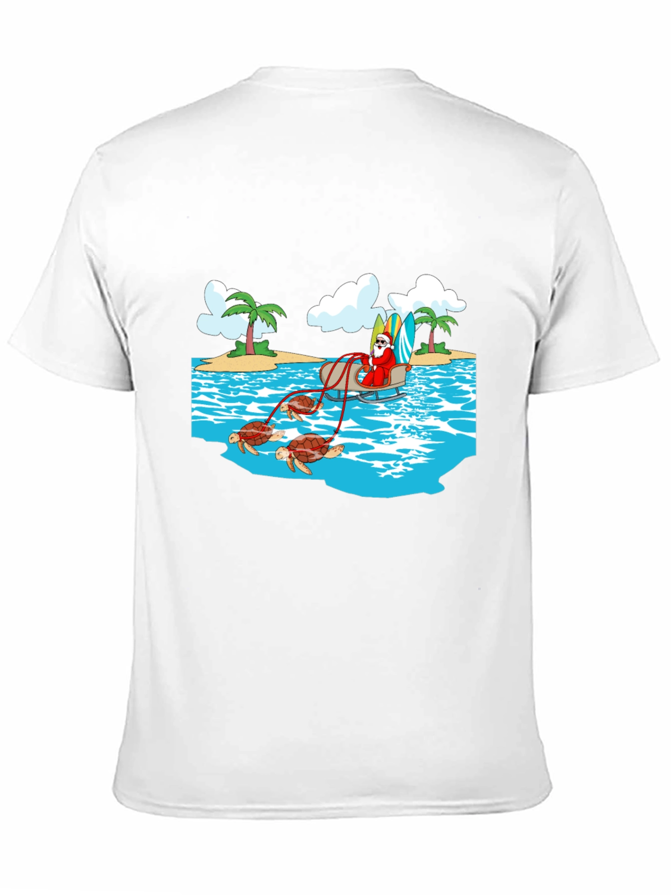 Santa Riding Turtles Mens Graphic Tee