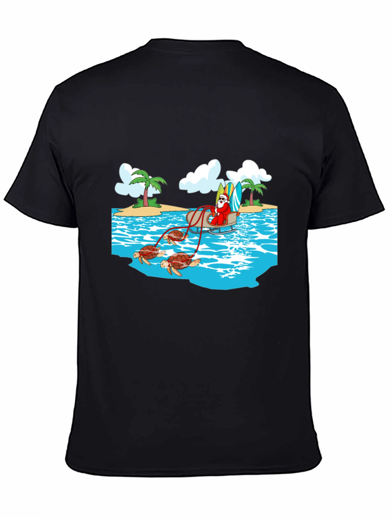 Santa Riding Turtles Mens Graphic Tee