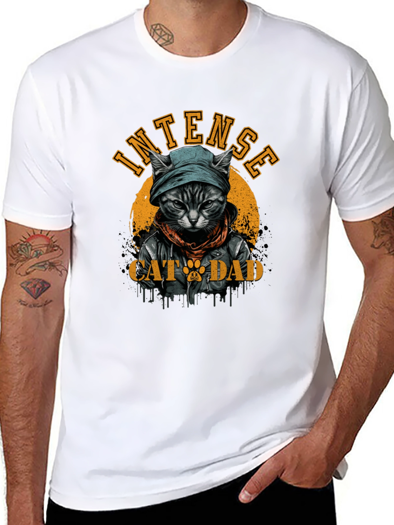 Intense Cat Dad Graphic Tee