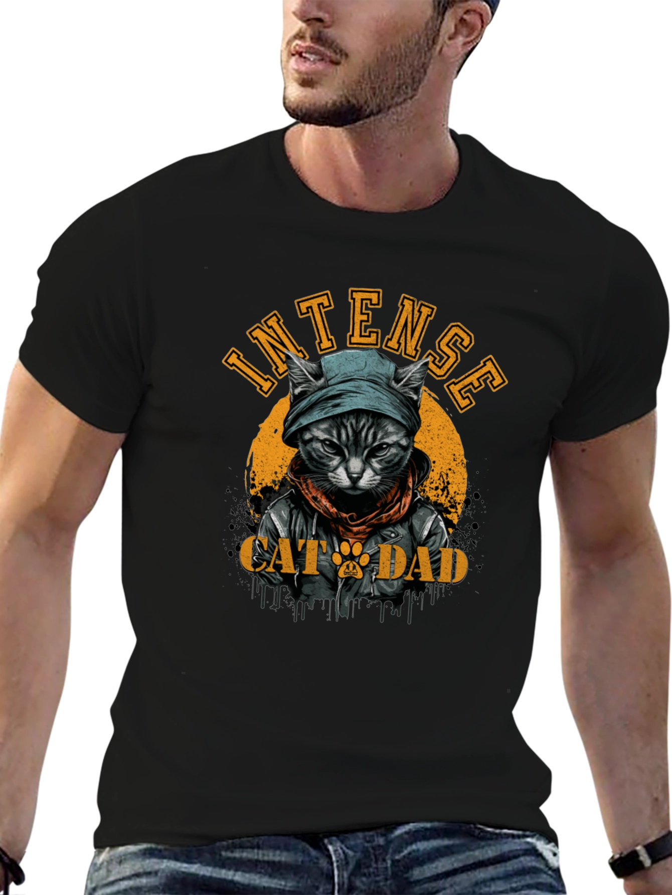 Intense Cat Dad Graphic Tee