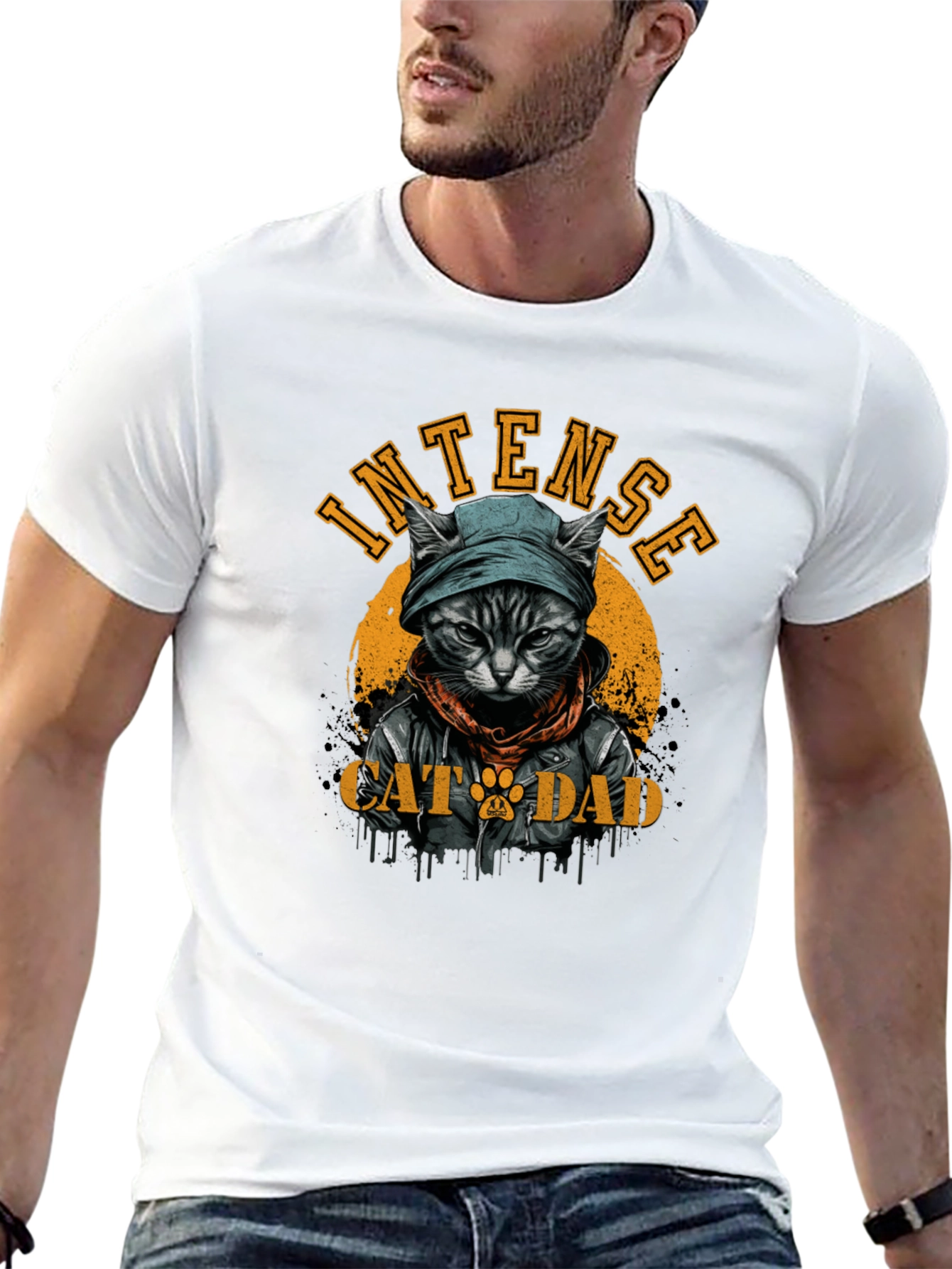 Intense Cat Dad Graphic Tee