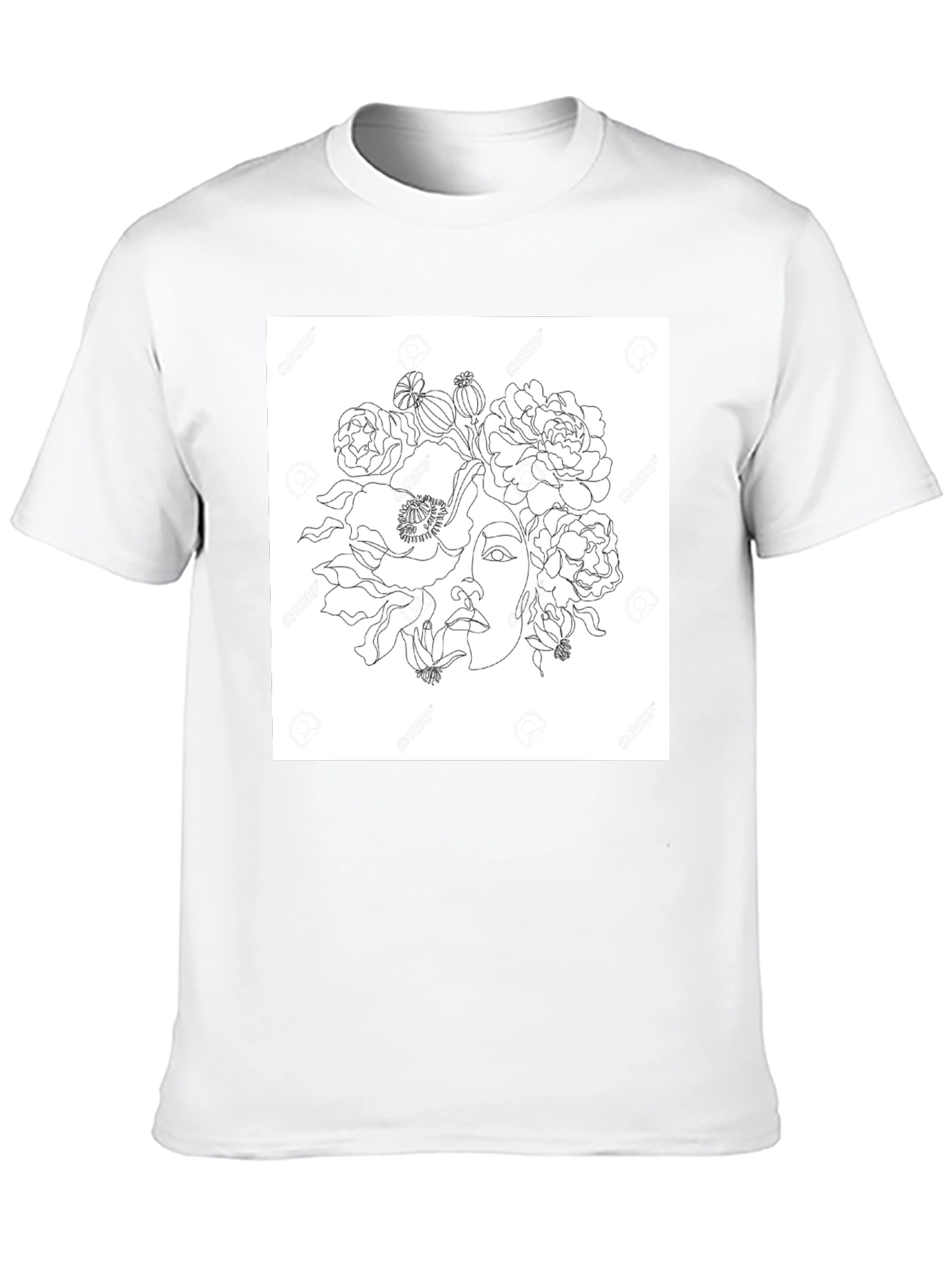 Floral Line Art Graphic T-Shirt