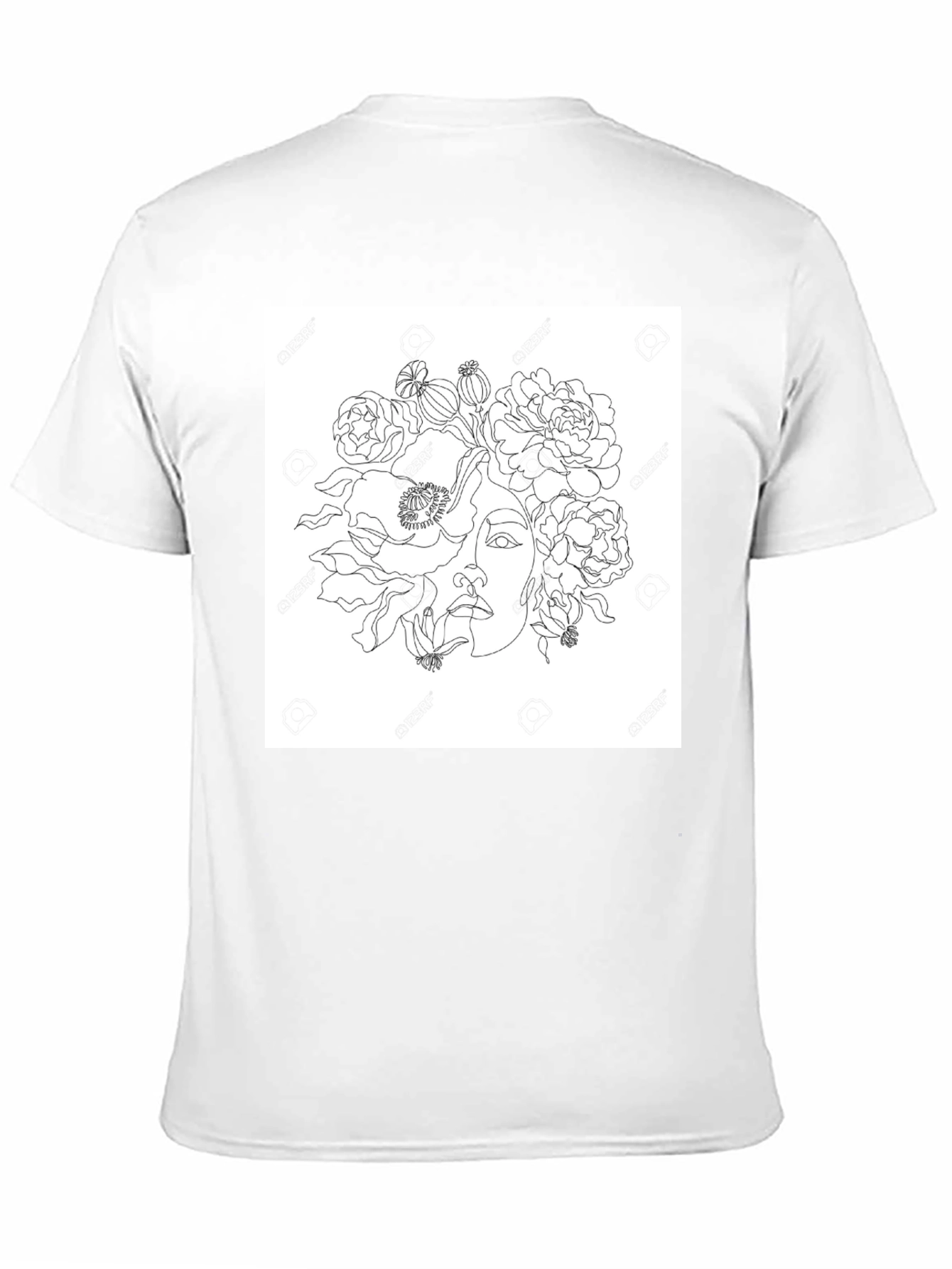 Floral Line Art Graphic T-Shirt