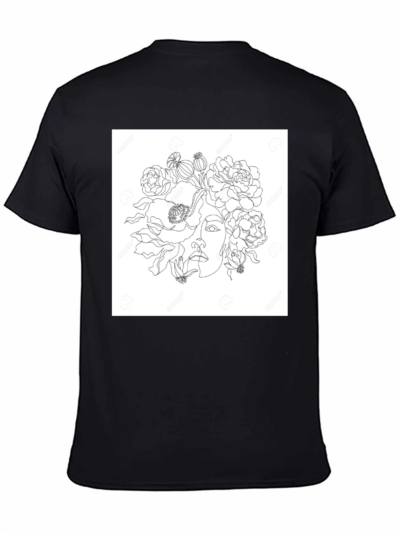 Floral Line Art Graphic T-Shirt
