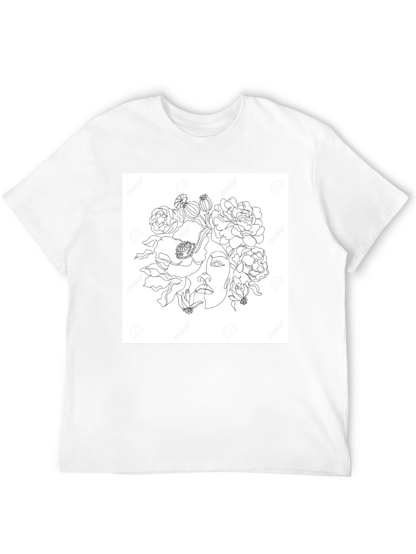 Floral Line Art Graphic T-Shirt