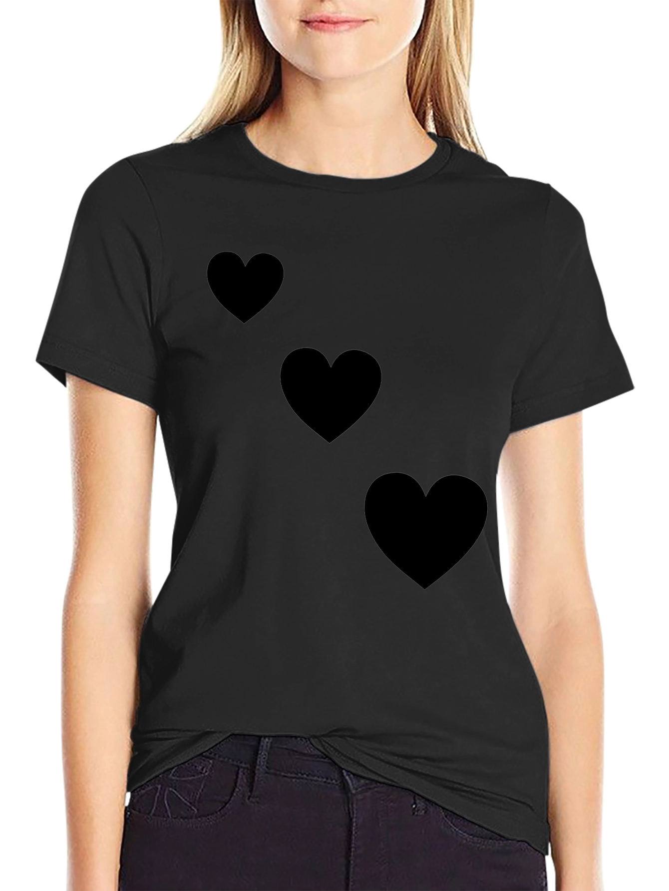 Black T-Shirt with Heart Design