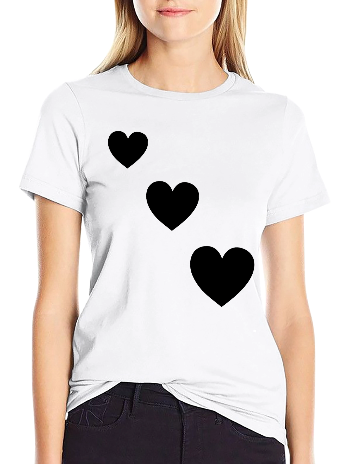Black T-Shirt with Heart Design