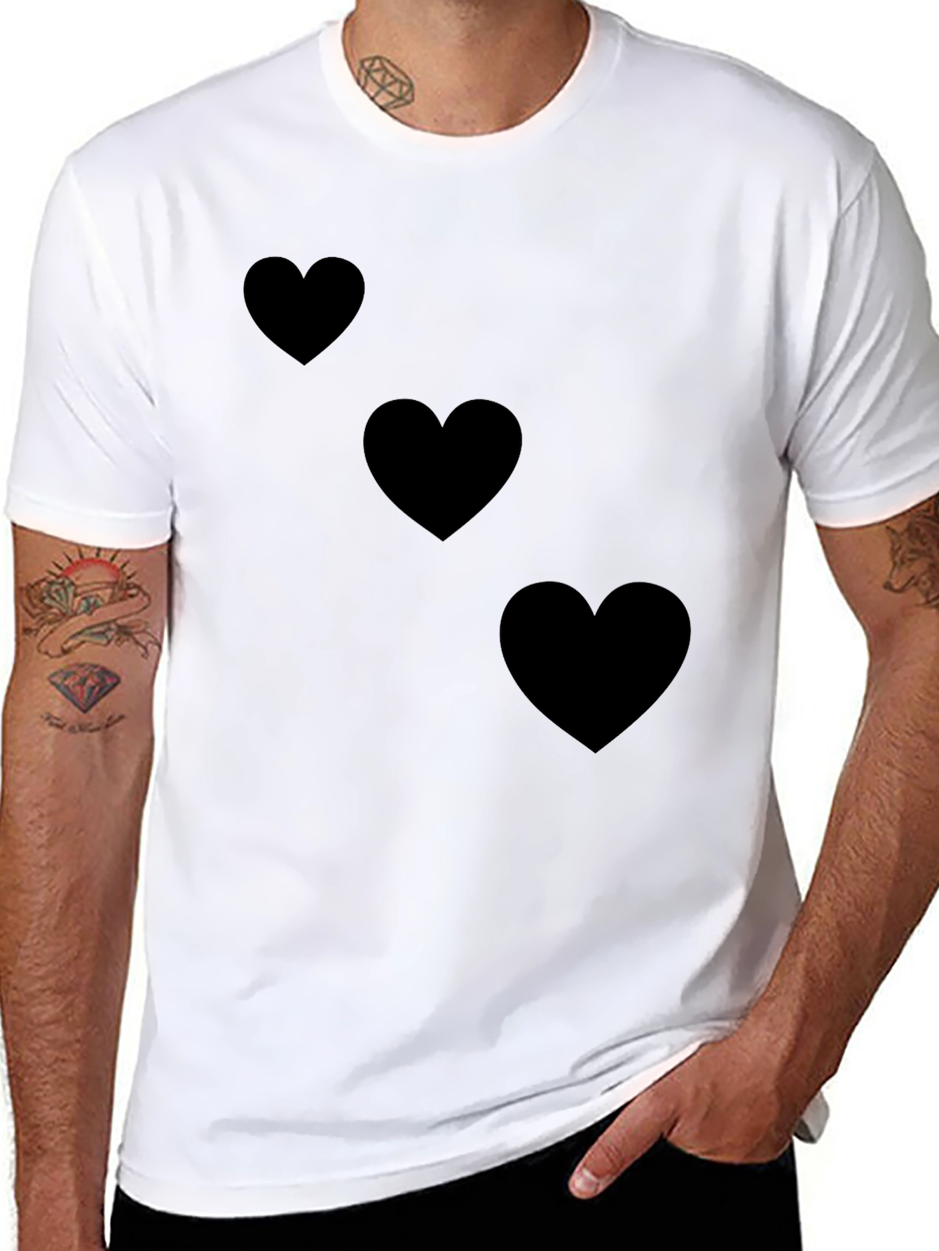 Black T-Shirt with Heart Design