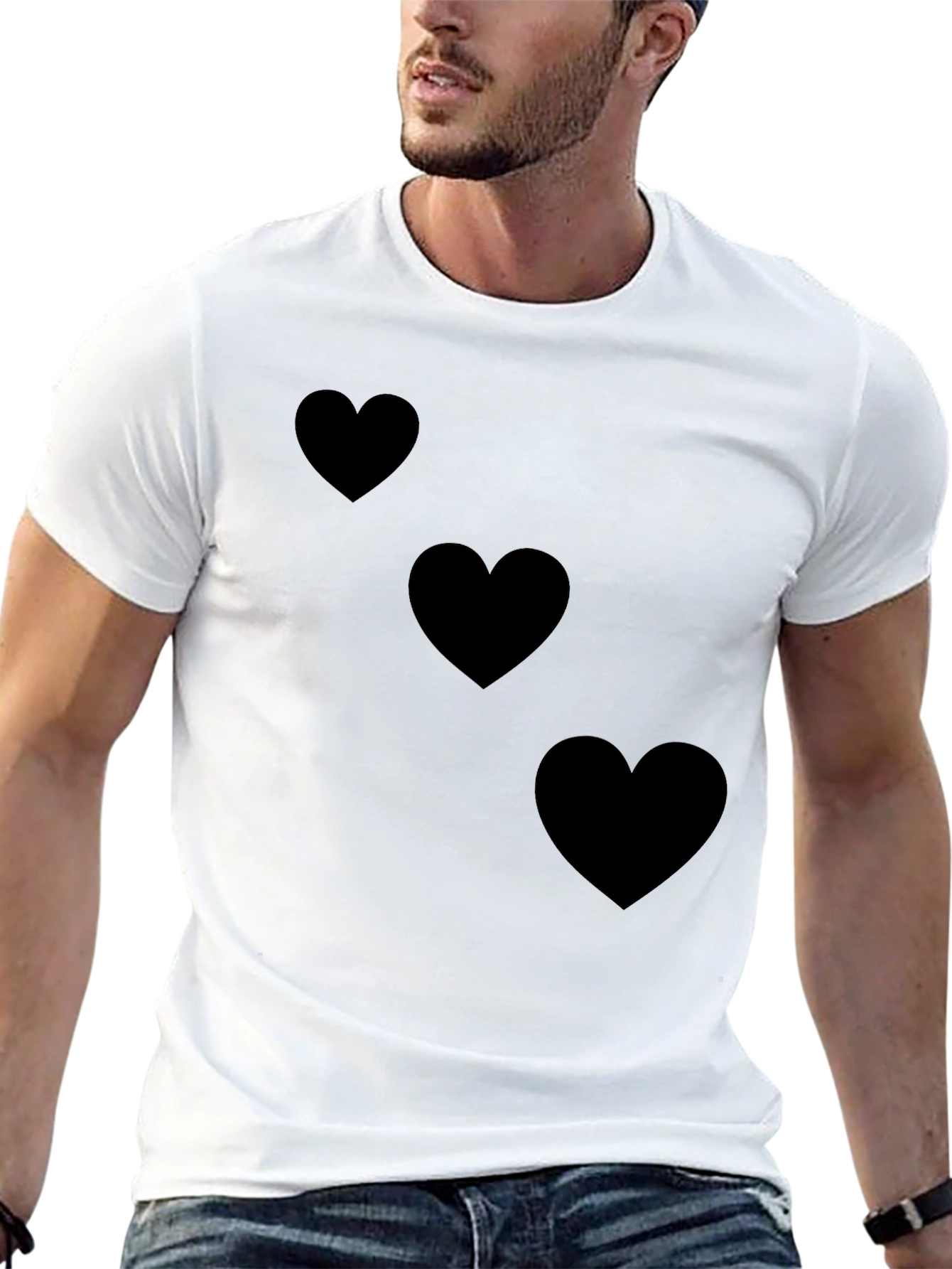 Black T-Shirt with Heart Design