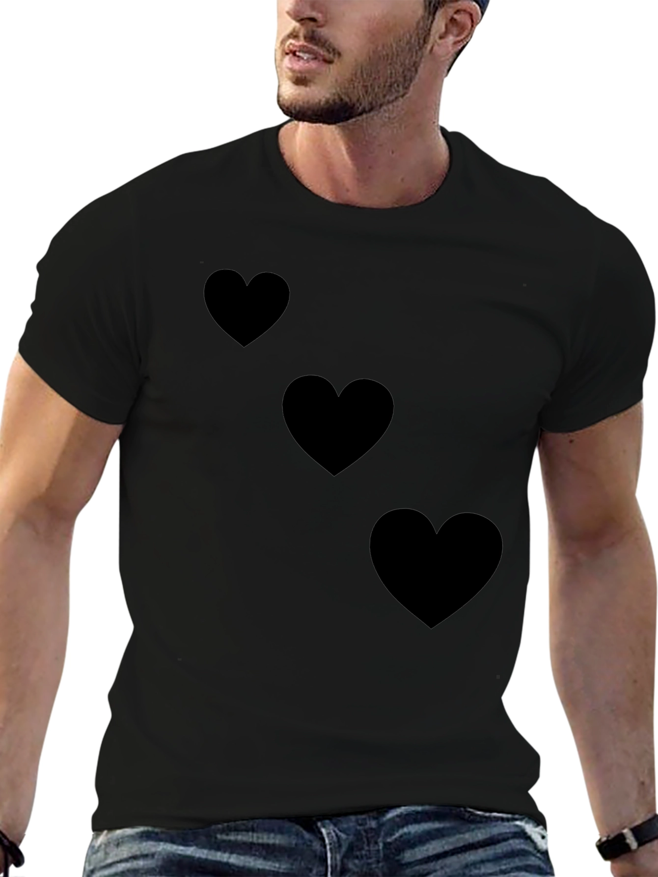 Black T-Shirt with Heart Design