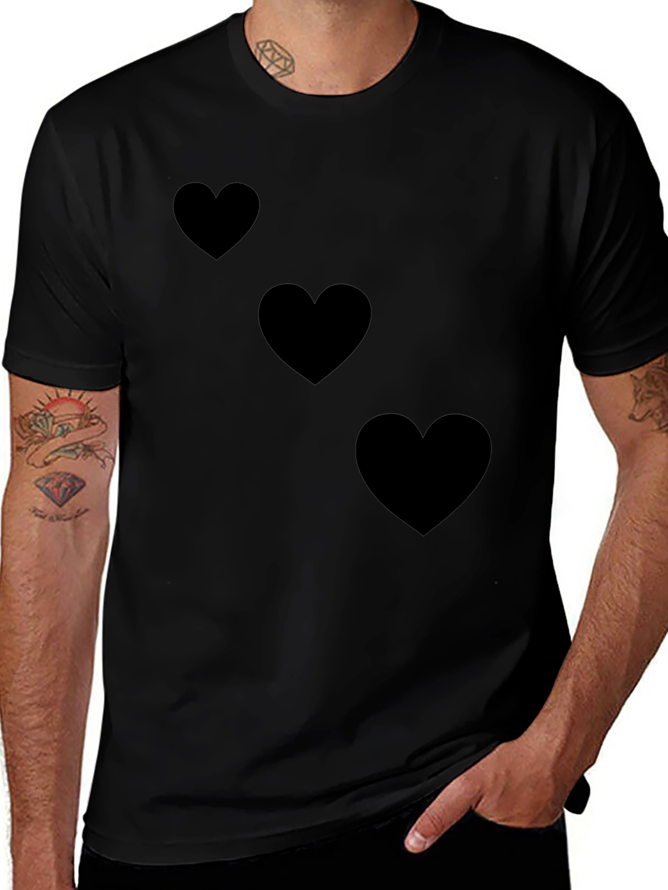 Black T-Shirt with Heart Design