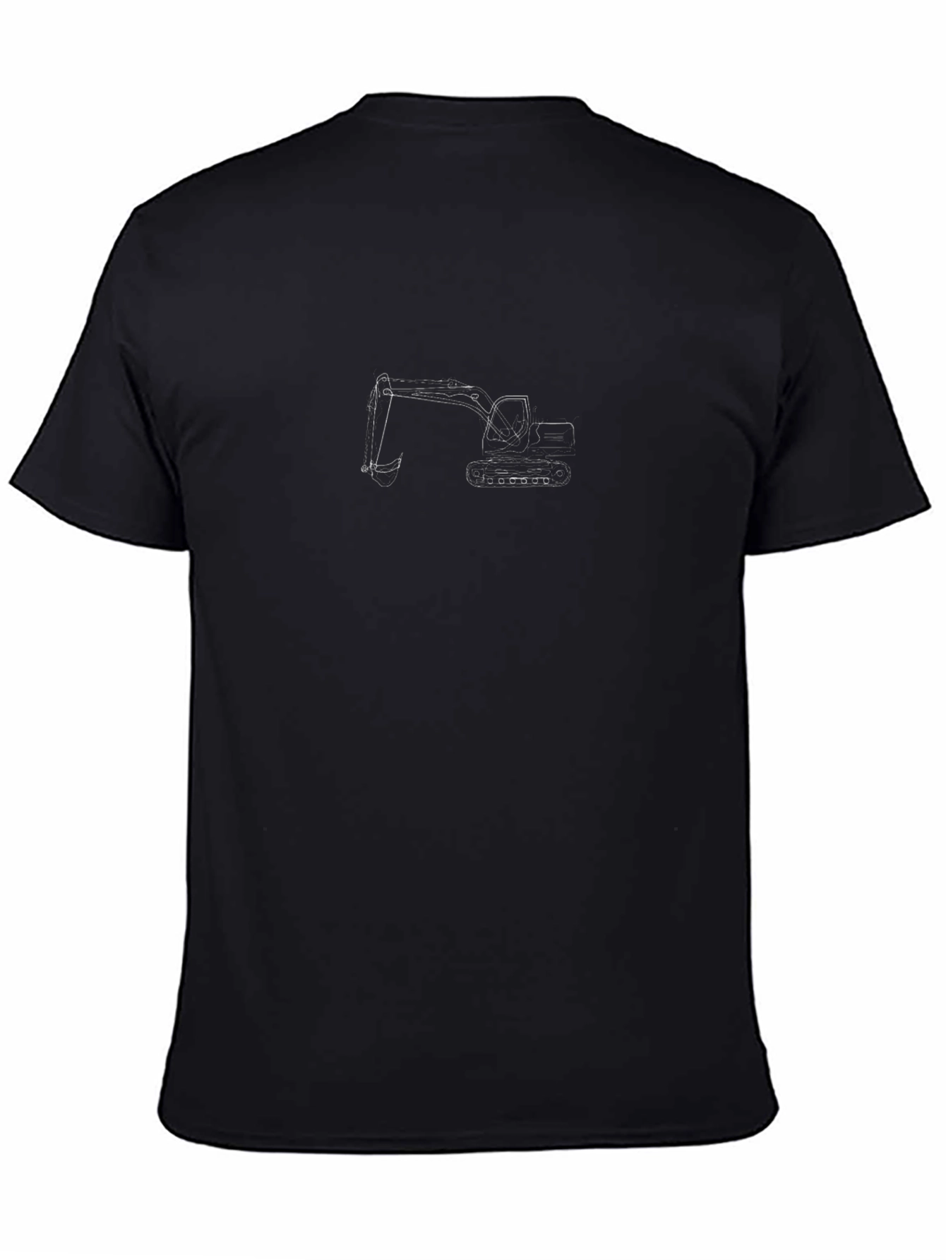 Excavator Outline Black T-Shirt