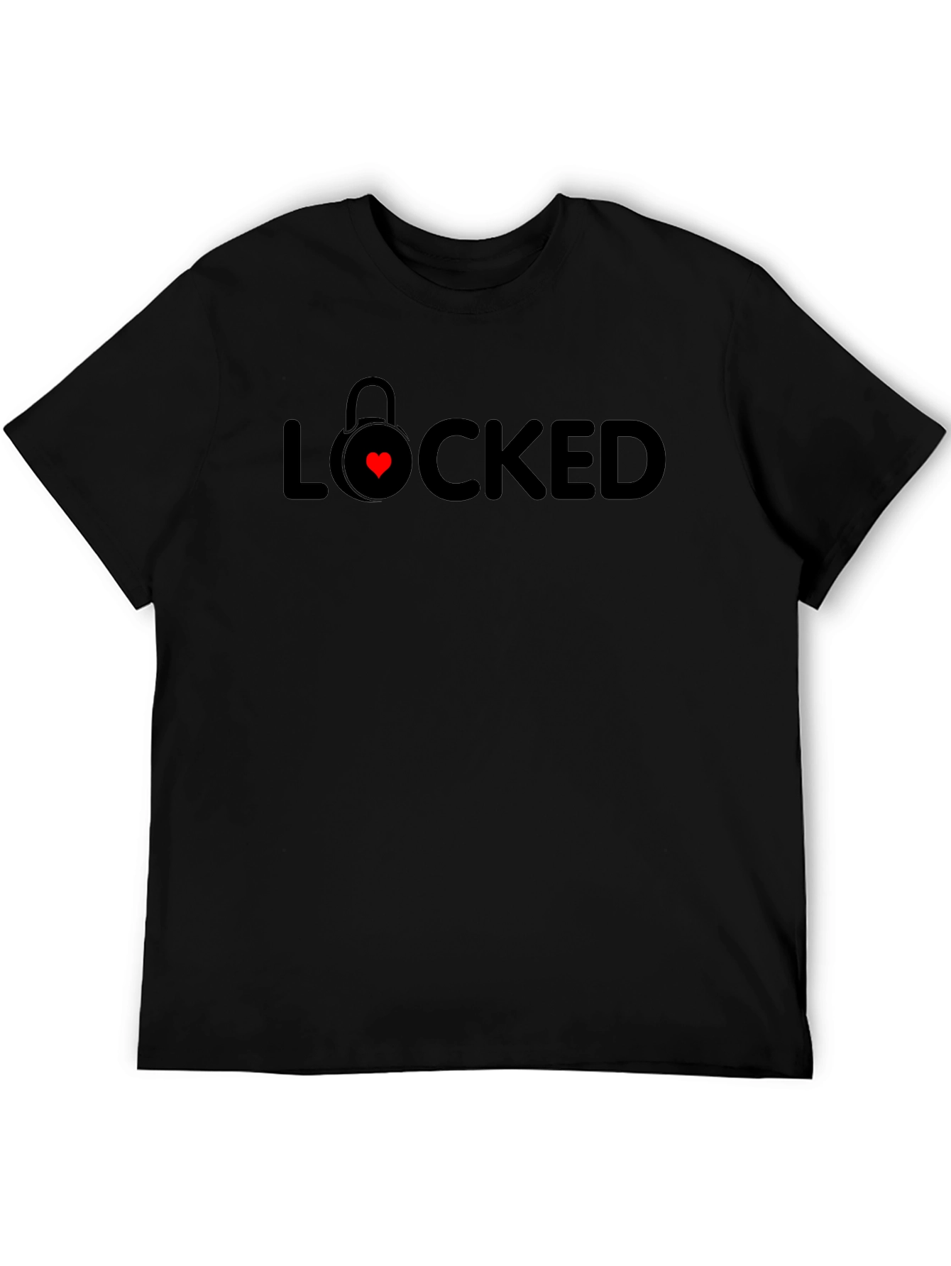 Locked Heart Graphic Tee - Trendy Black T-Shirt