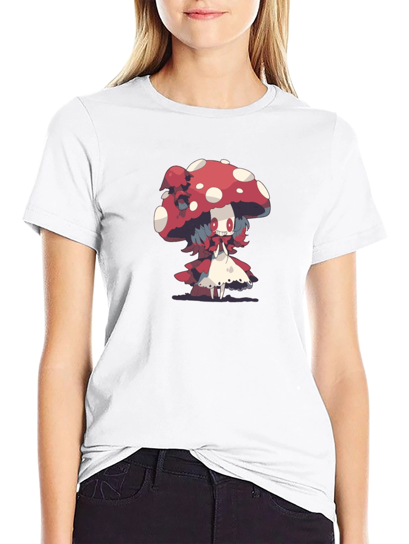 Mushroom Girl Graphic T-Shirt - Black