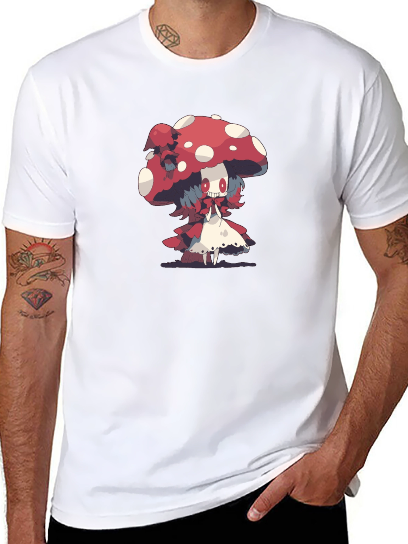 Mushroom Girl Graphic T-Shirt - Black