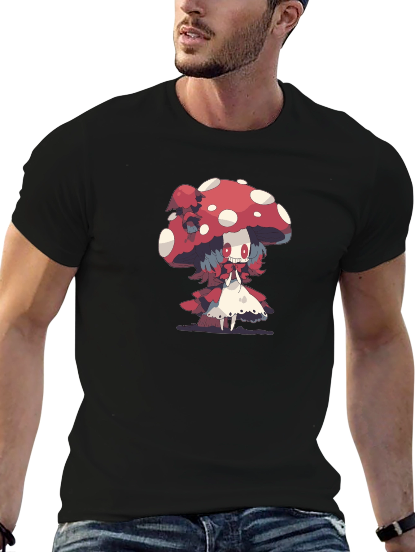 Mushroom Girl Graphic T-Shirt - Black