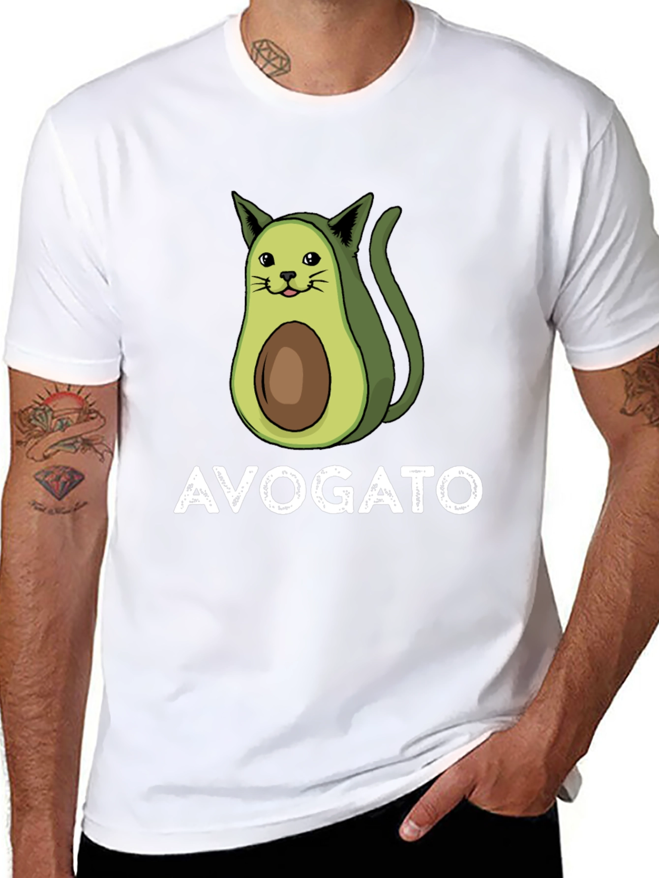 Avogato T-Shirt - Avocado Cat Pun Tee