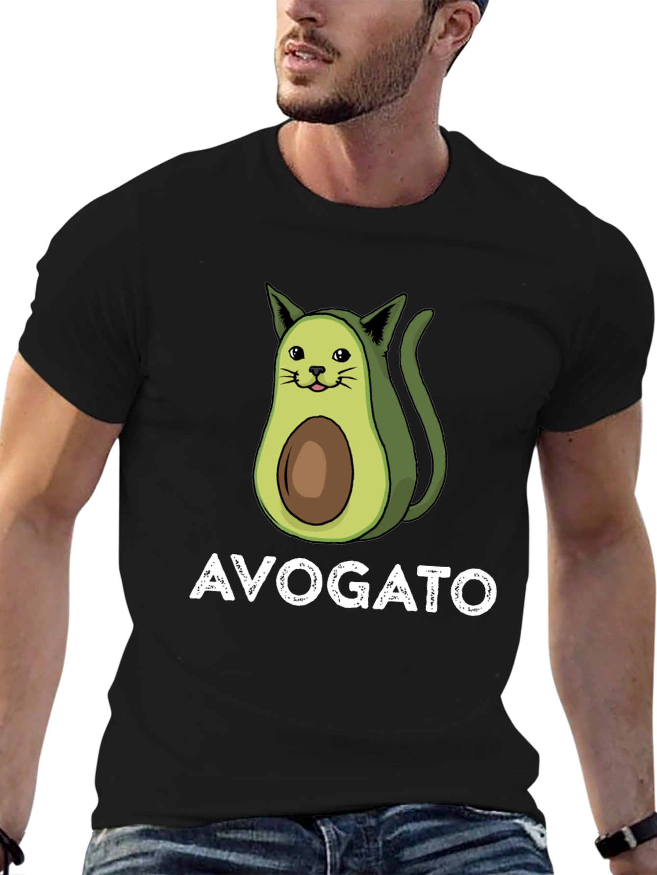 Avogato T-Shirt - Avocado Cat Pun Tee