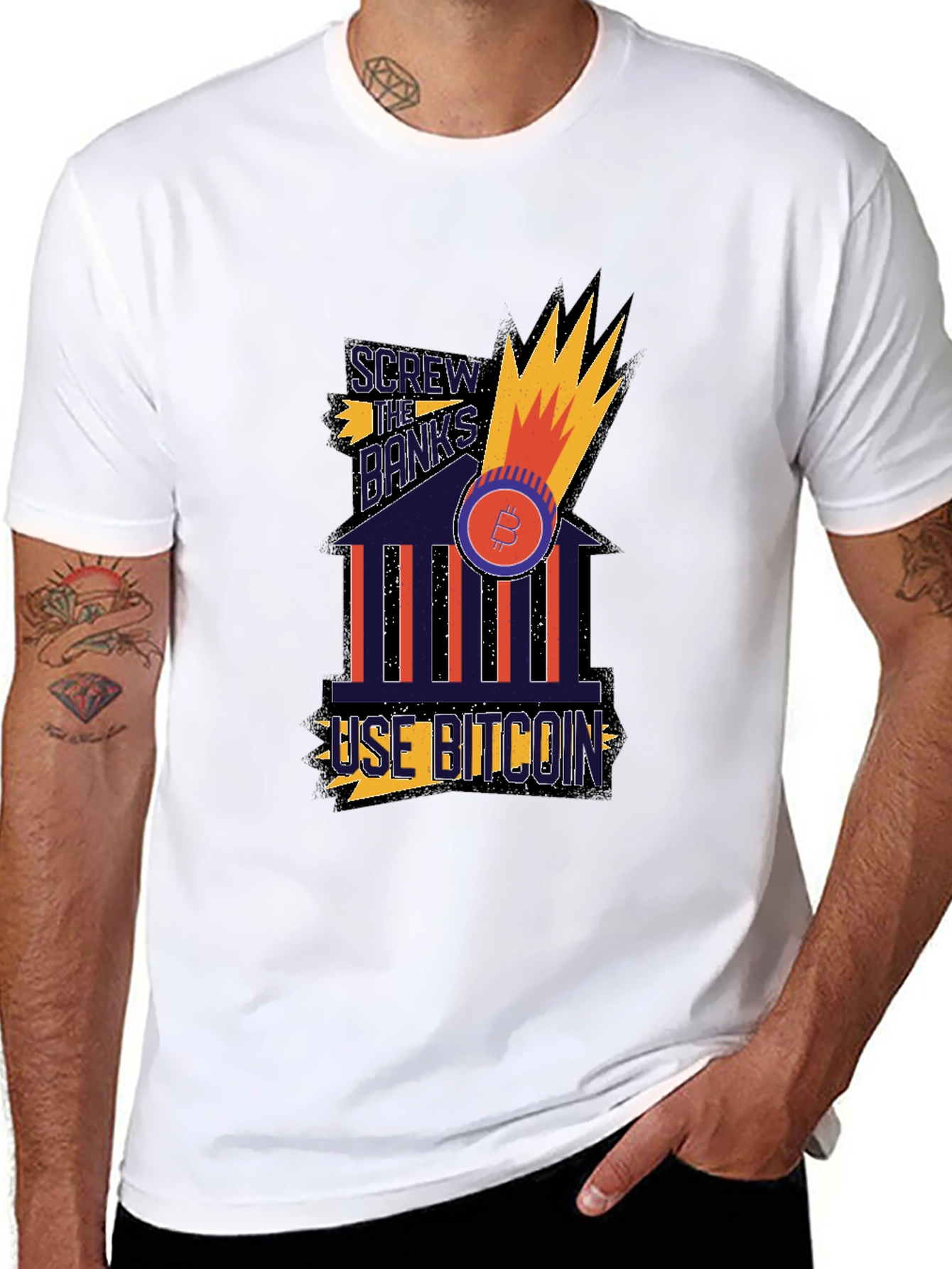 Screw The Banks Use Bitcoin Graphic T-Shirt