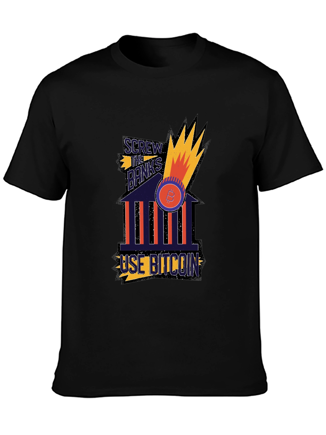 Screw The Banks Use Bitcoin Graphic T-Shirt