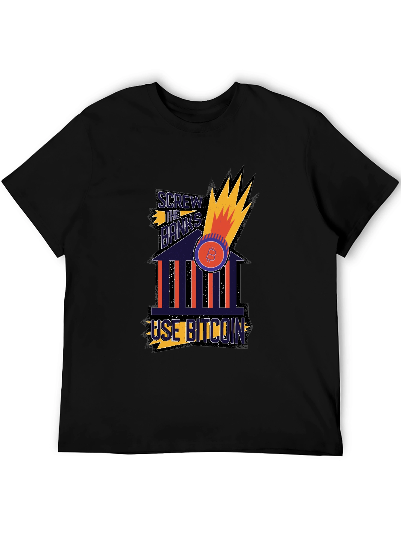 Screw The Banks Use Bitcoin Graphic T-Shirt