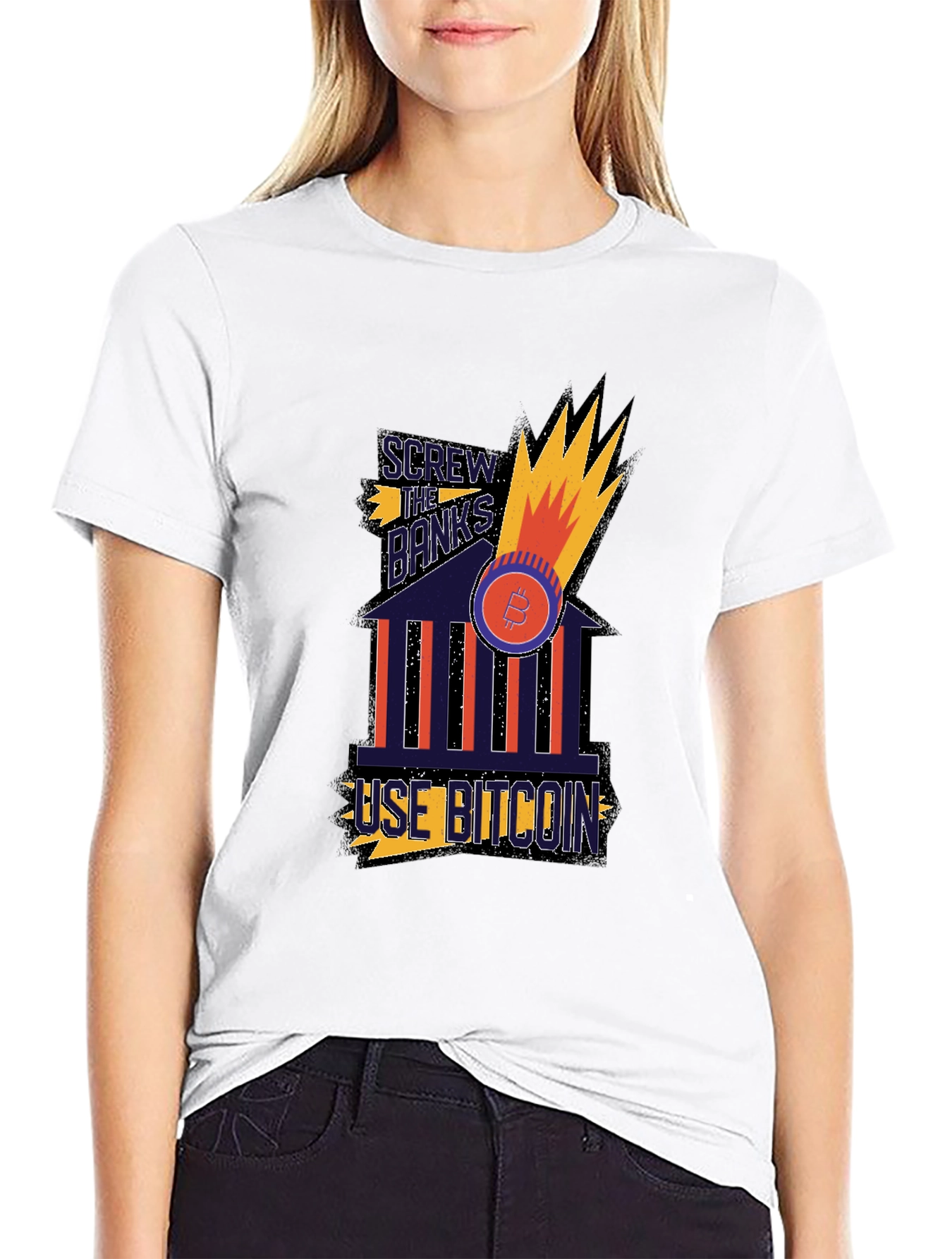 Screw The Banks Use Bitcoin Graphic T-Shirt
