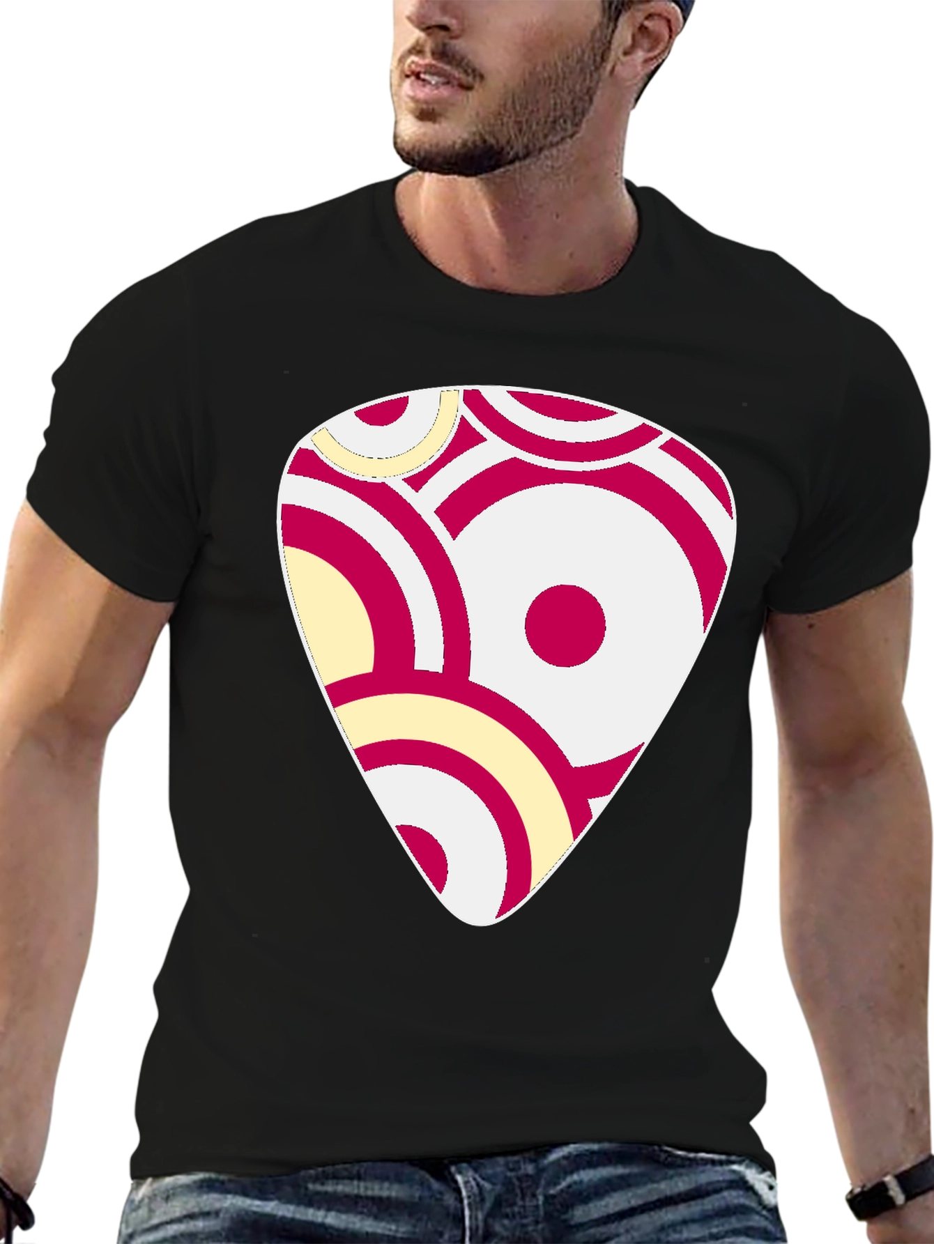 Abstract Graphic Print Black Cotton T-Shirt