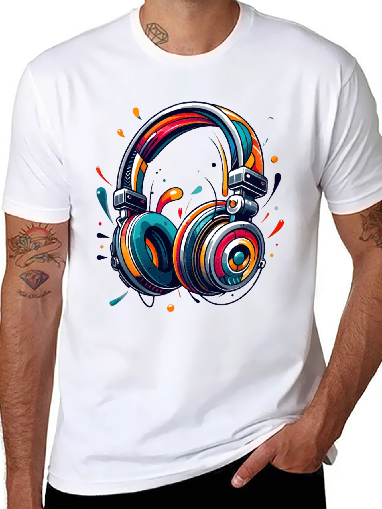 Vibrant Headphones Graphic T-Shirt