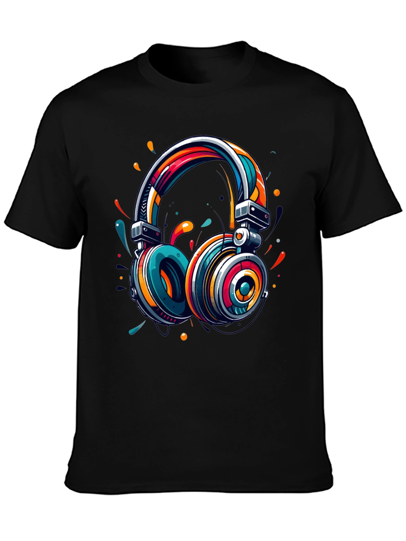 Vibrant Headphones Graphic T-Shirt