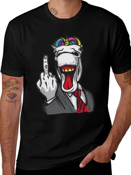Unicorn Middle Finger Graphic Tee - Bold Statement Shirt