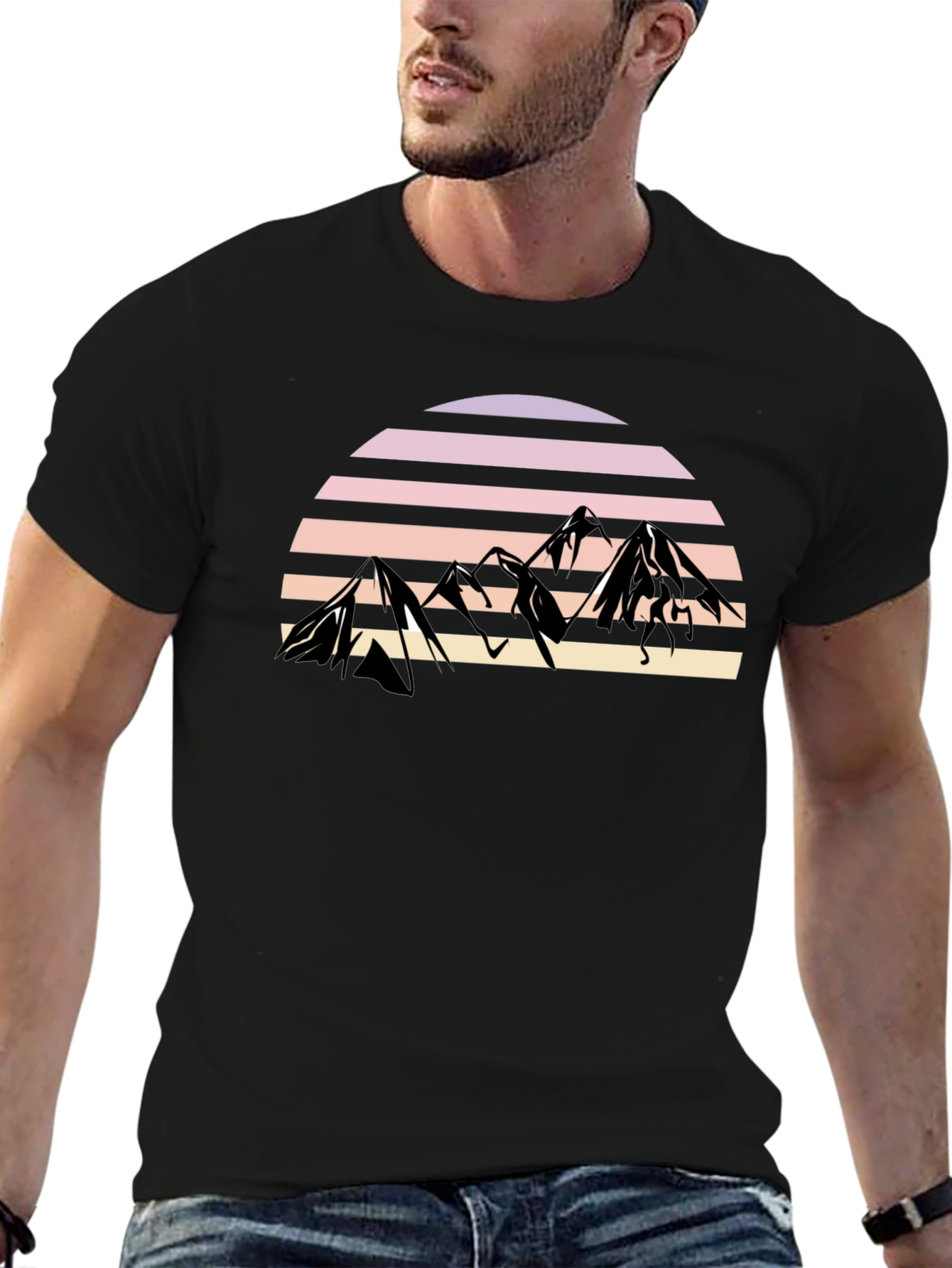 Retro Mountain Sunset Graphic Tee - Stylish Comfort