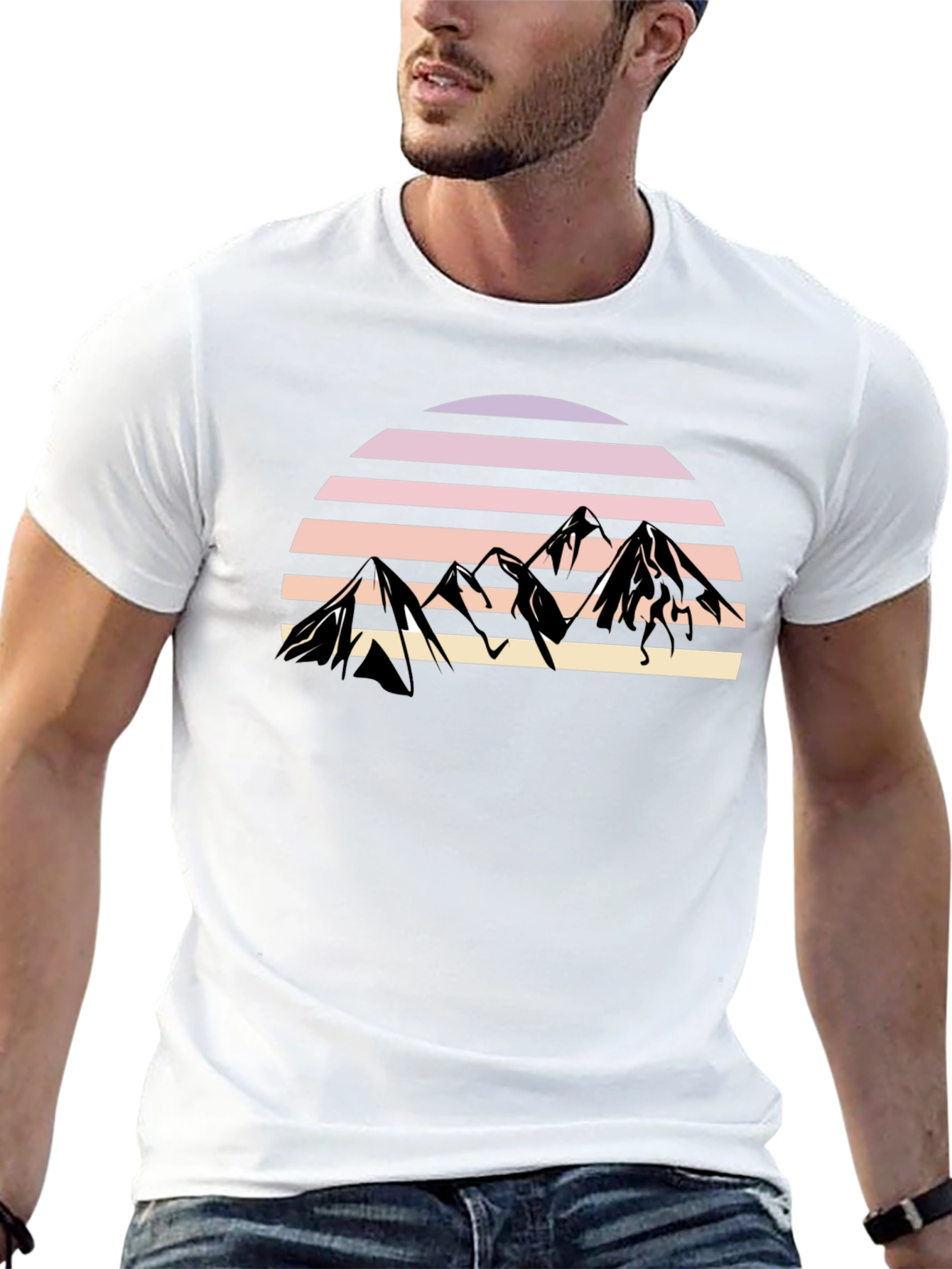 Retro Mountain Sunset Graphic Tee - Stylish Comfort