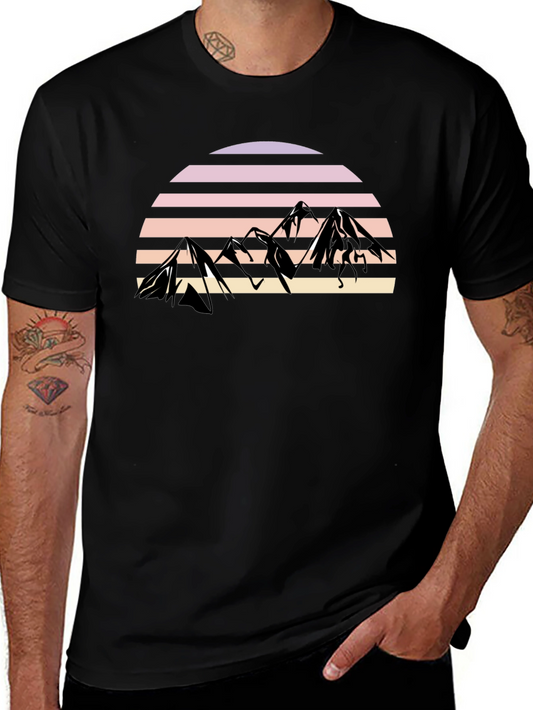 Retro Mountain Sunset Graphic Tee - Stylish Comfort