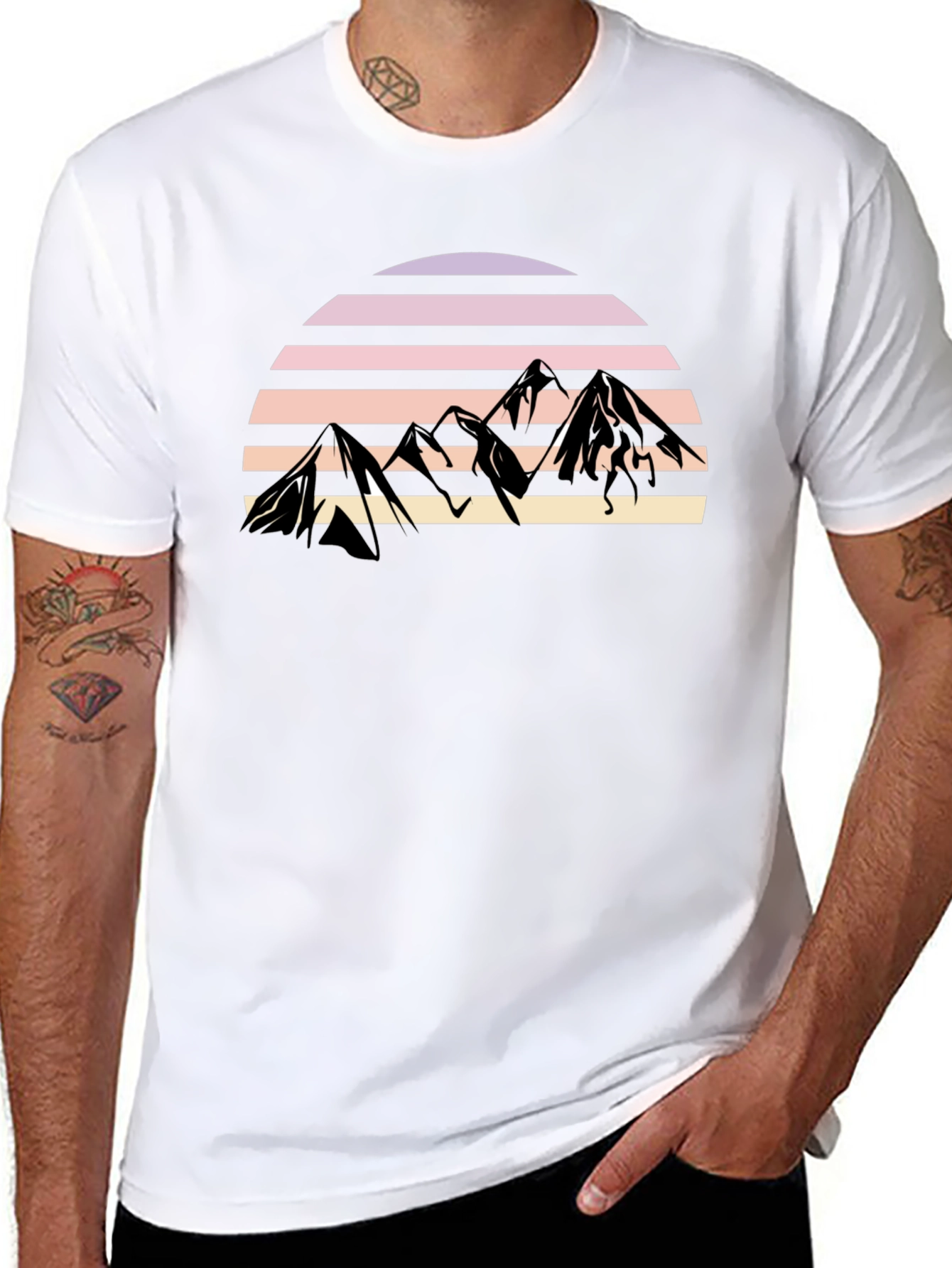 Retro Mountain Sunset Graphic Tee - Stylish Comfort
