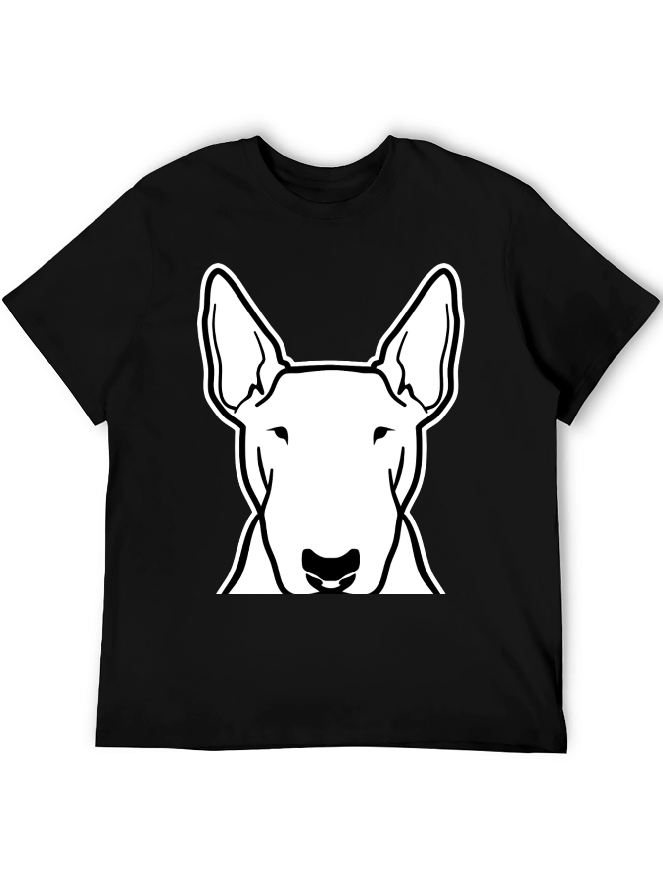 Bull Terrier Dog Graphic Tee - Black Cotton Shirt
