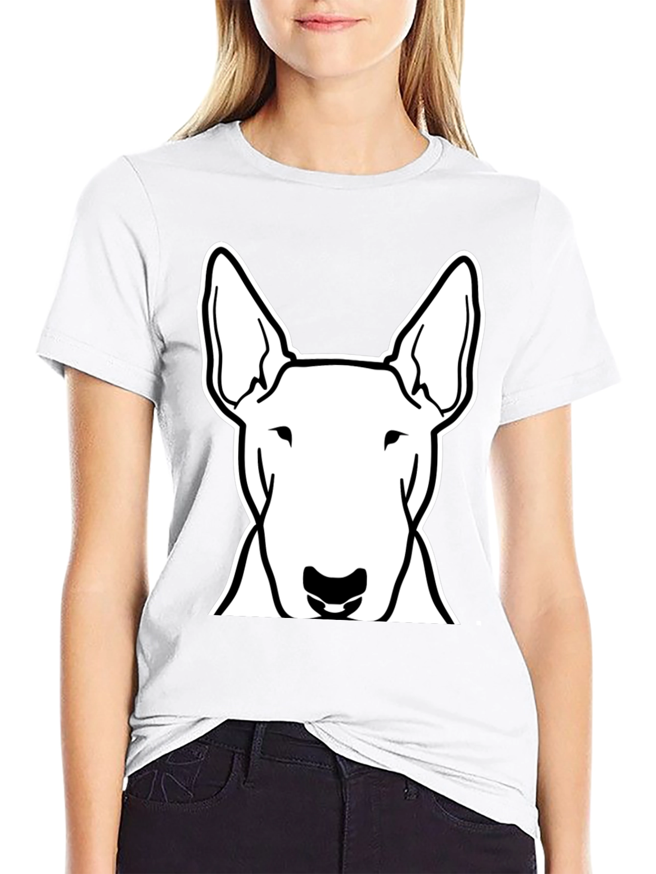 Bull Terrier Dog Graphic Tee - Black Cotton Shirt