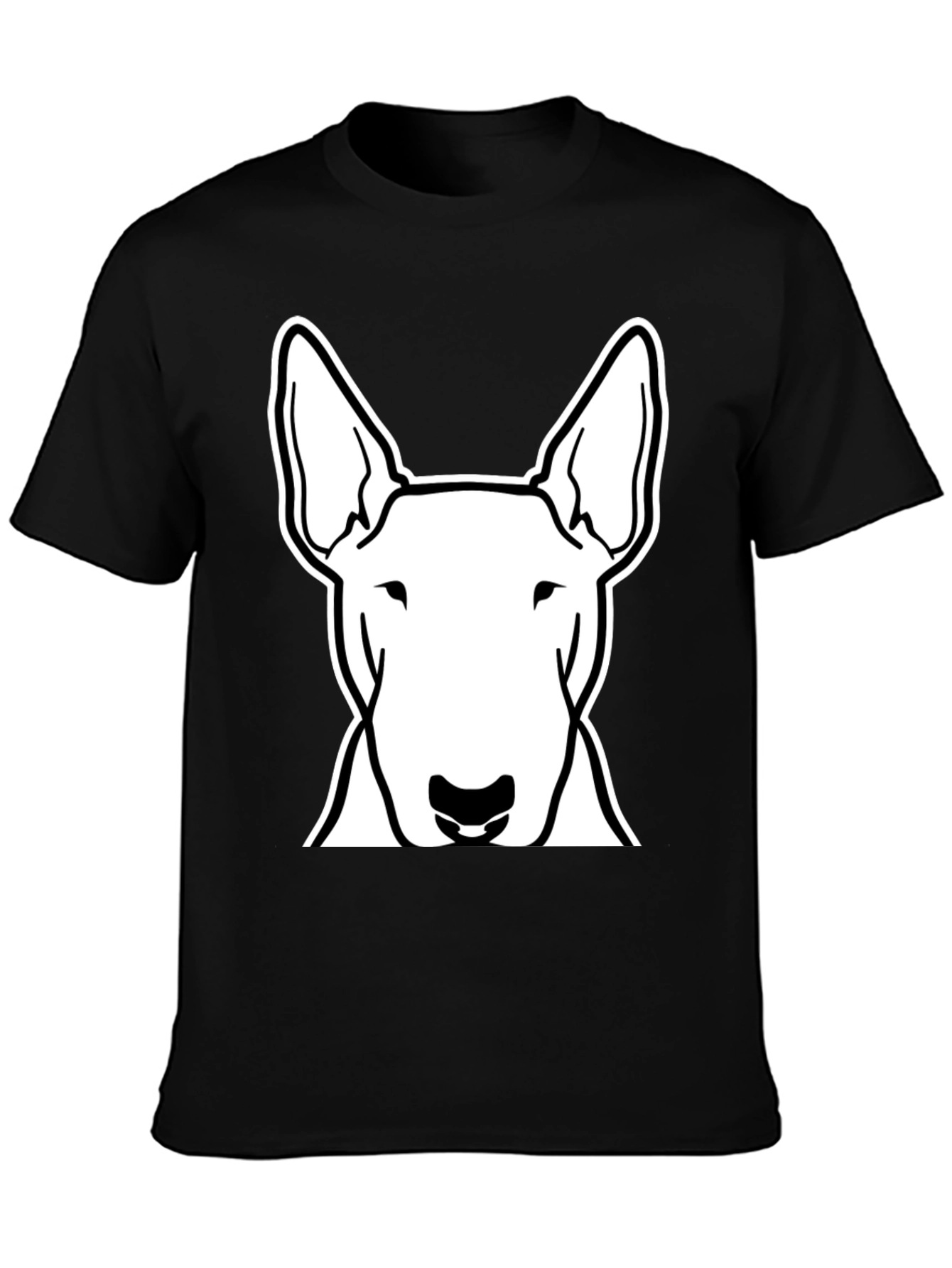 Bull Terrier Dog Graphic Tee - Black Cotton Shirt