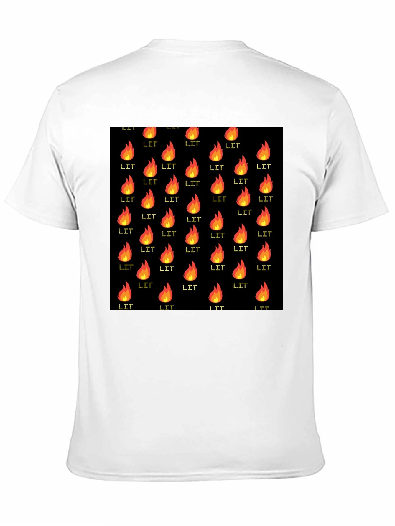 Black T-Shirt with Lit Fire Pattern